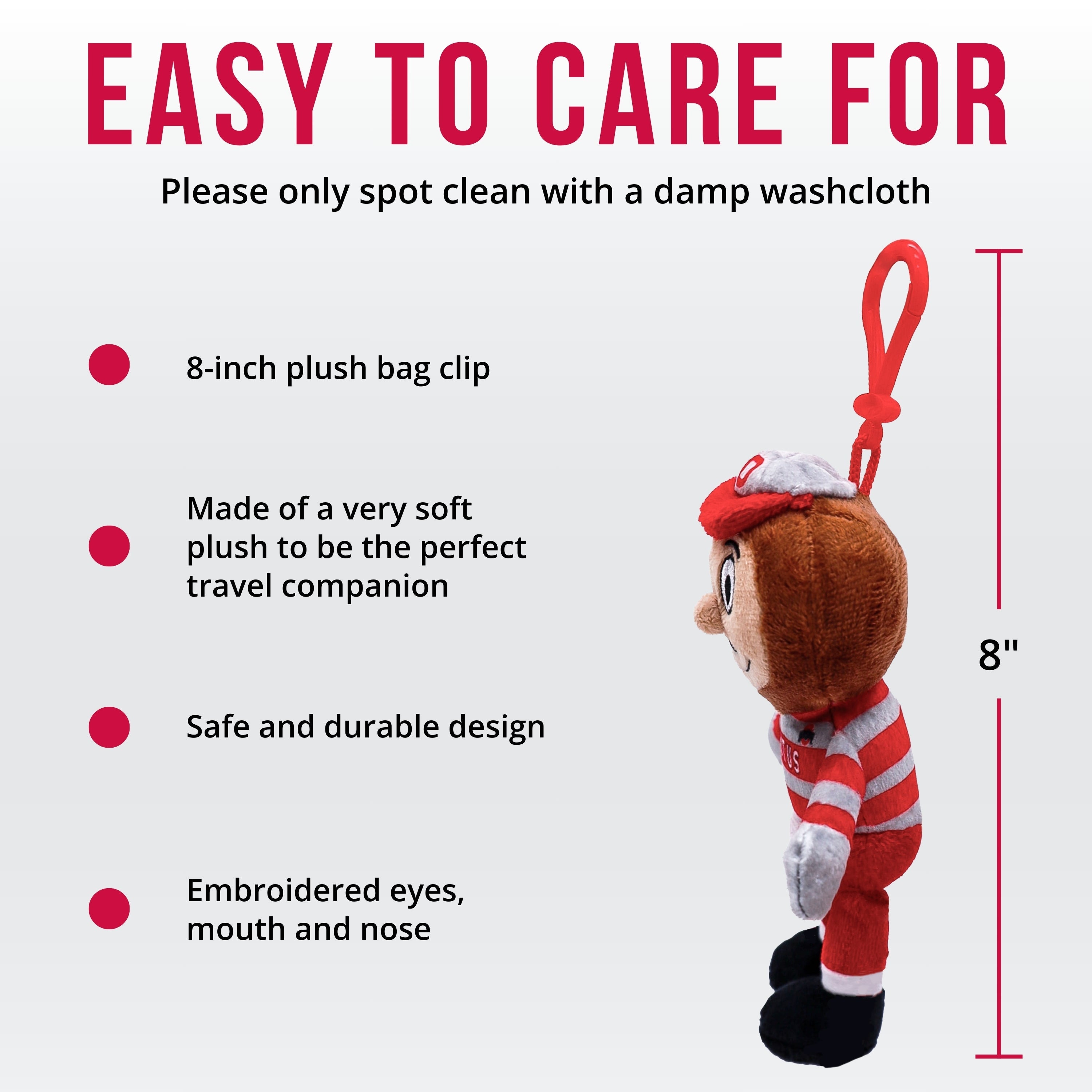 Ohio State Buckeyes Brutus Bag Clip β Plush Brutus Buckeye Keychain