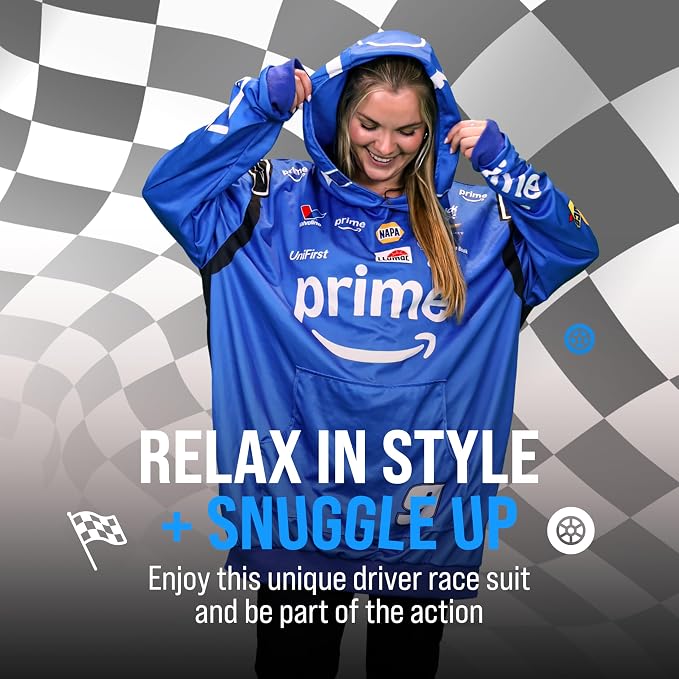 Plushible NASCAR Chase Elliott #9 Oversized Wearable Hooded Blanket for Adults – Prime Edition Racing Suit Snugible – Soft Transforming 2-in-1 Plush Helmet & Hoodie