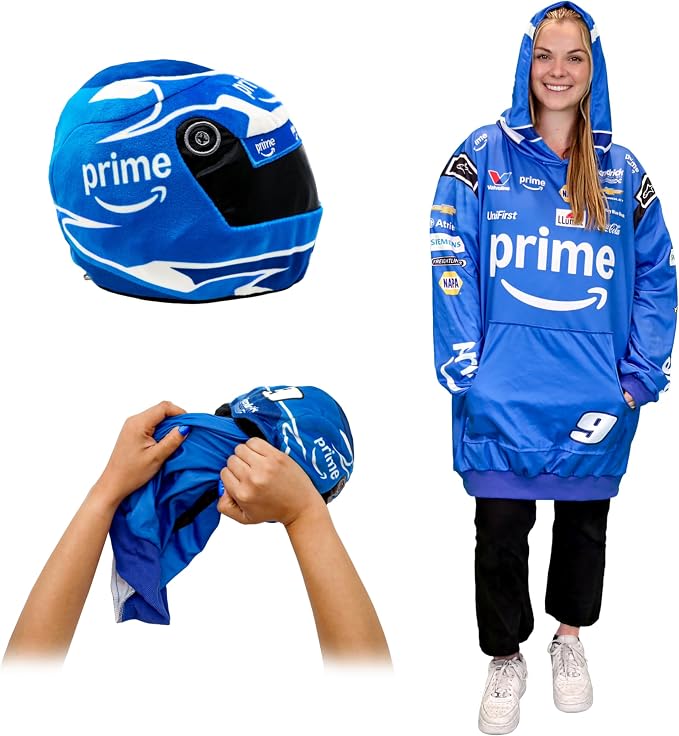 Plushible NASCAR Chase Elliott #9 Oversized Wearable Hooded Blanket for Adults – Prime Edition Racing Suit Snugible – Soft Transforming 2-in-1 Plush Helmet & Hoodie