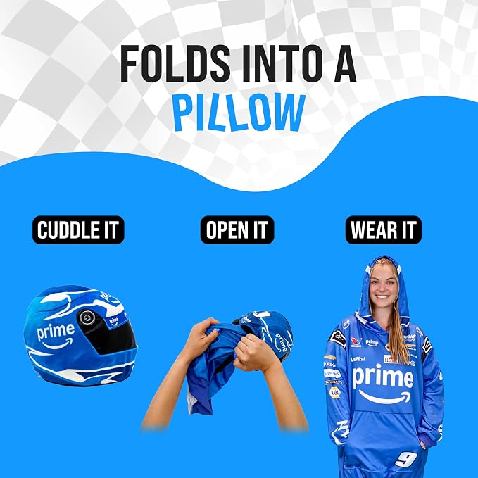 Plushible NASCAR Chase Elliott #9 Oversized Wearable Hooded Blanket for Adults – Prime Edition Racing Suit Snugible – Soft Transforming 2-in-1 Plush Helmet & Hoodie