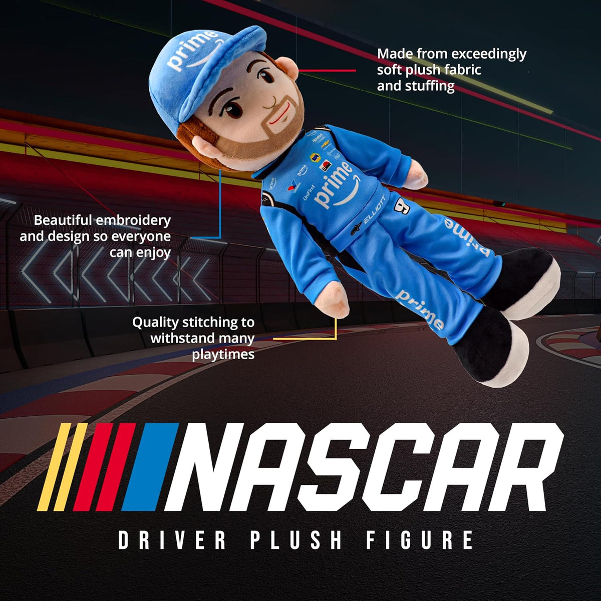 Chase Elliott Prime Racing Suit Plush Figure, 14-Inch Racing Rag Doll
