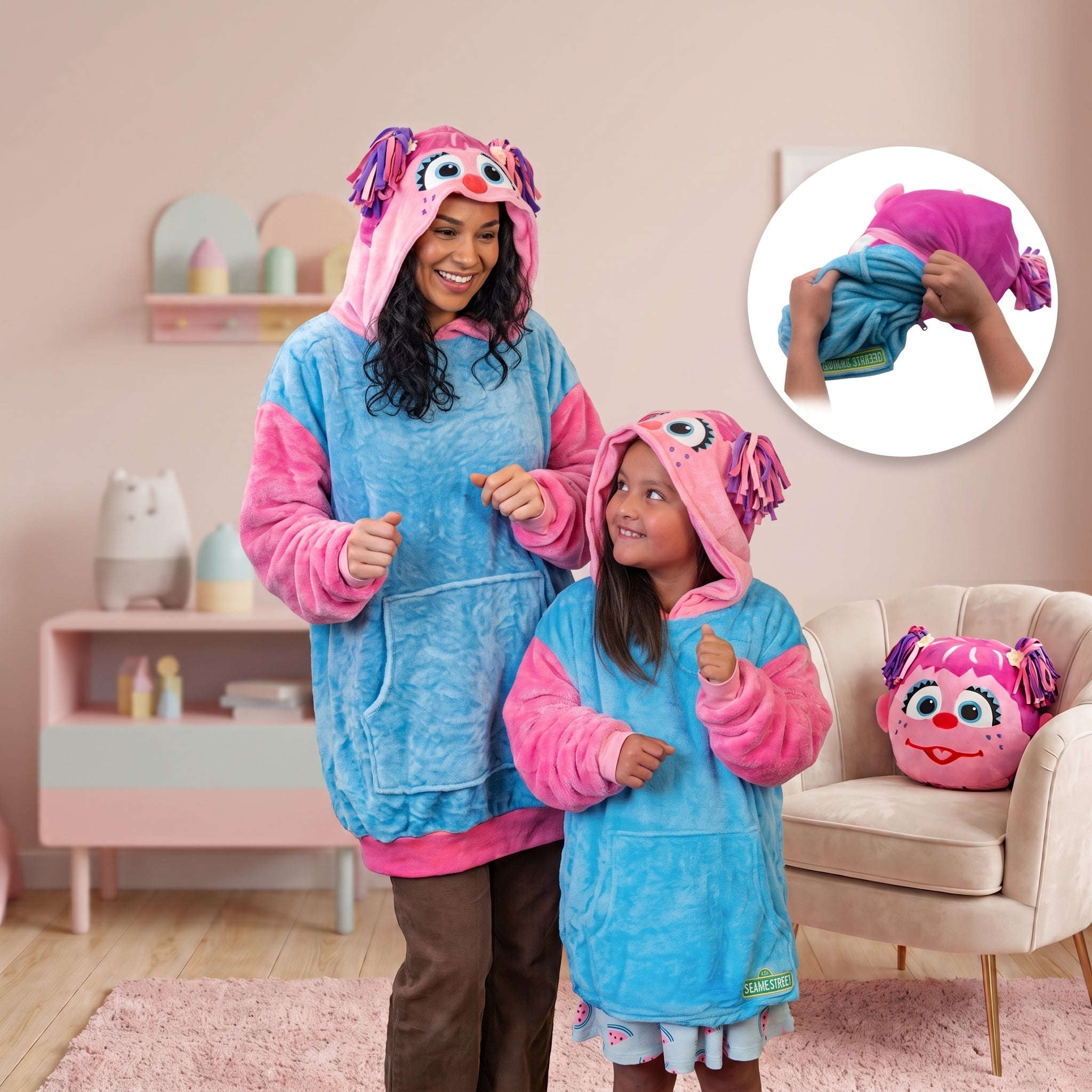Sesame Street Abby Cadabby Adult & Child Snugible | Blanket Hoodie