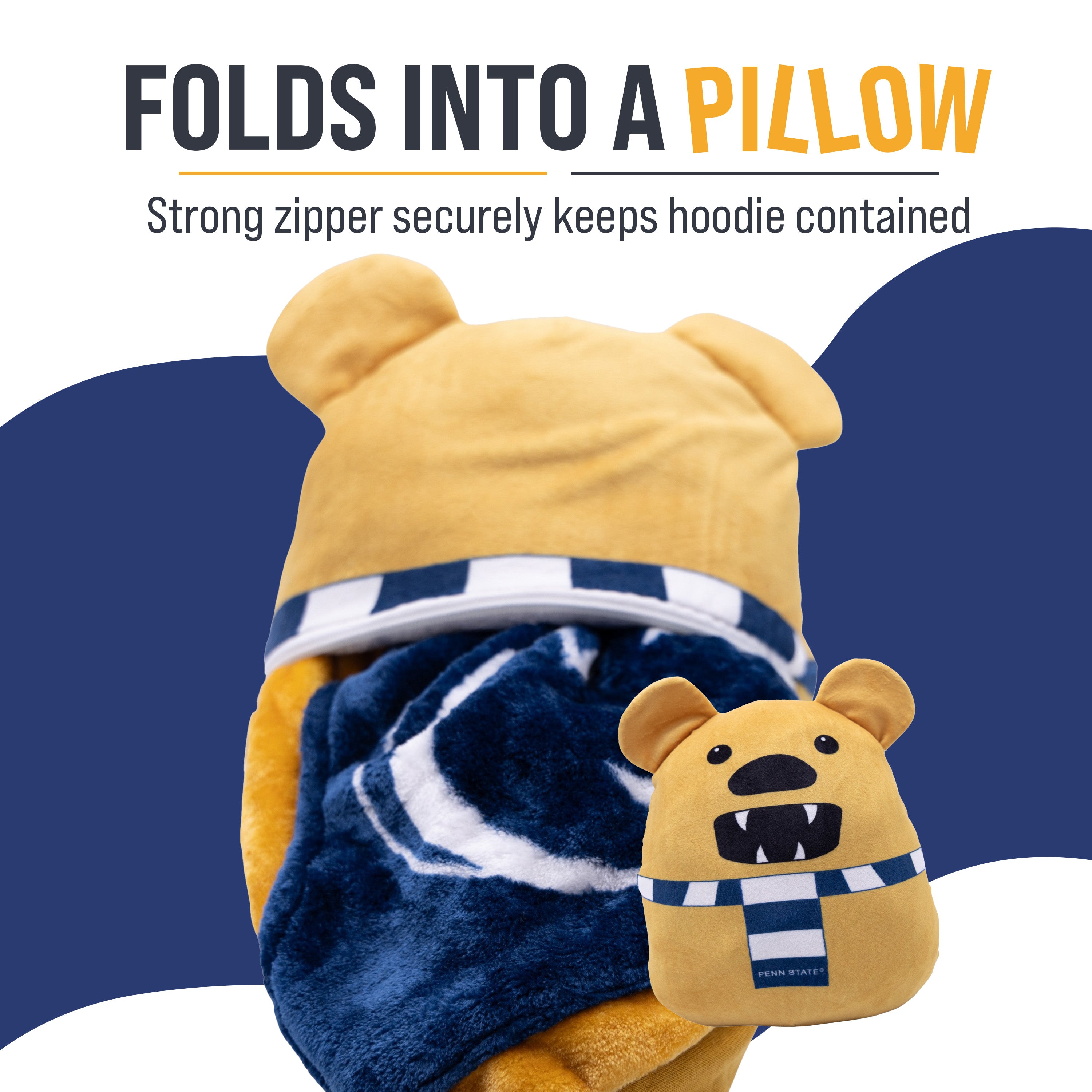 Penn State University Nittany Lion Kids Snugible | Blanket Hoodie & Pillow