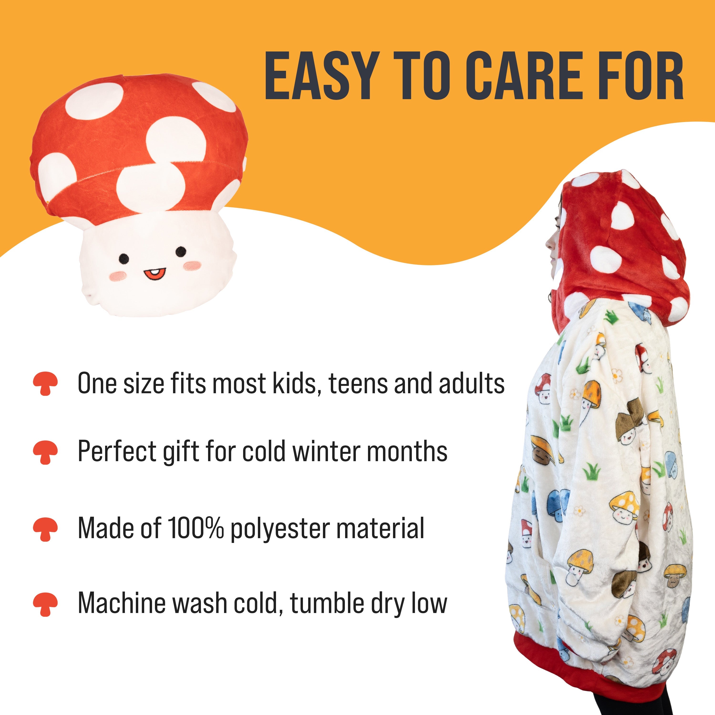 Mushroom Snugible | Blanket Hoodie & Pillow