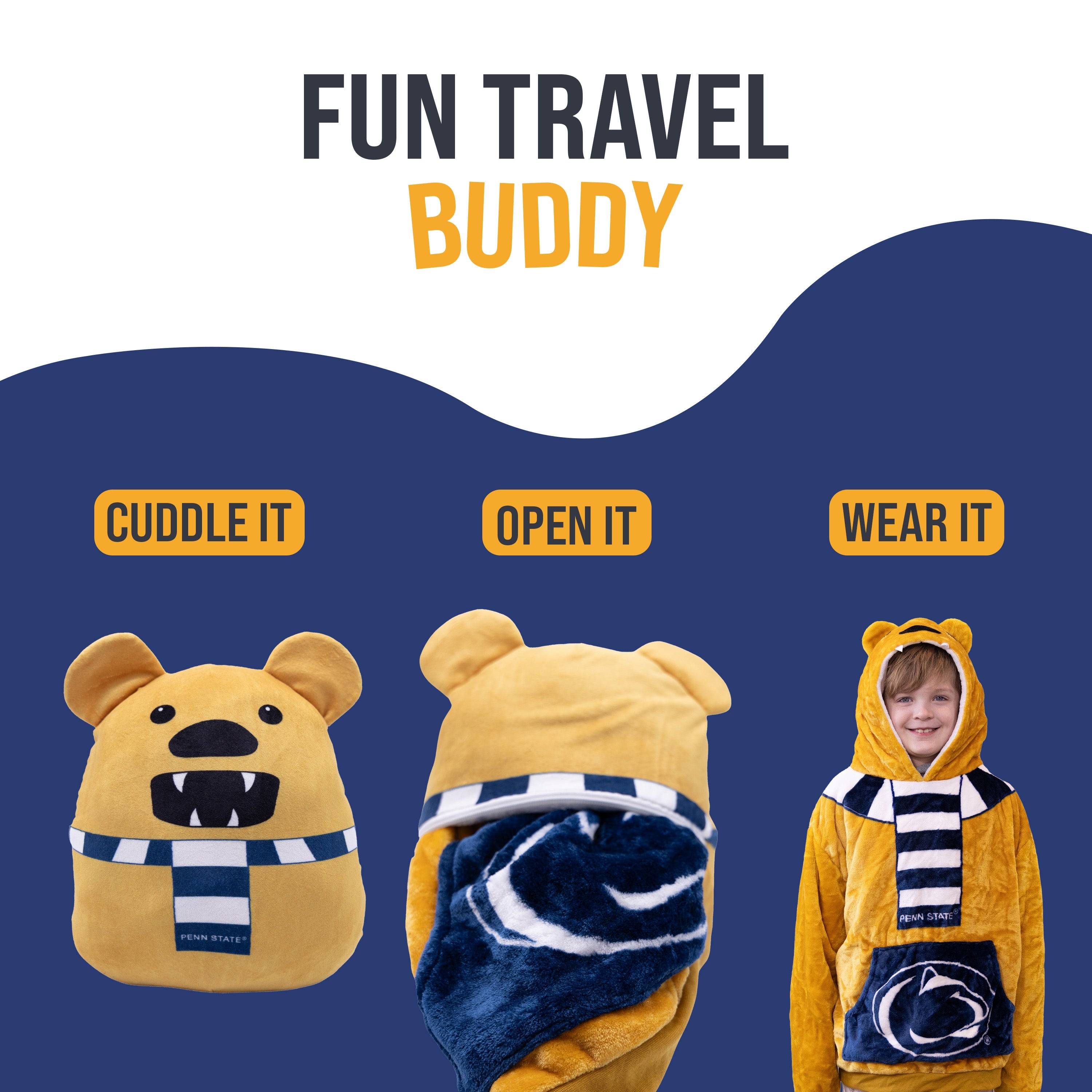 Penn State University Nittany Lion Kids Snugible | Blanket Hoodie & Pillow