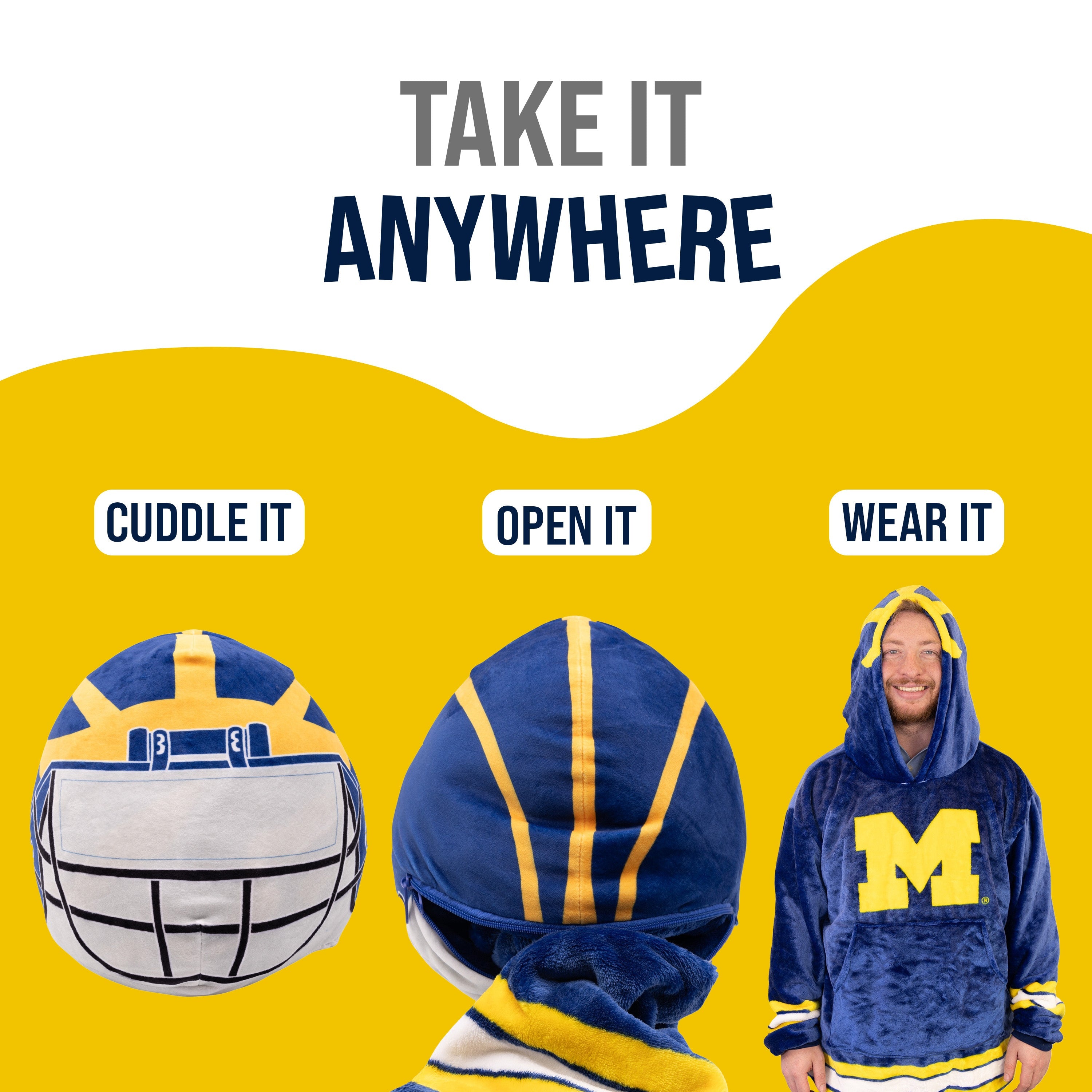 University of Michigan Helmet Snugible | Blanket Hoodie & Pillow