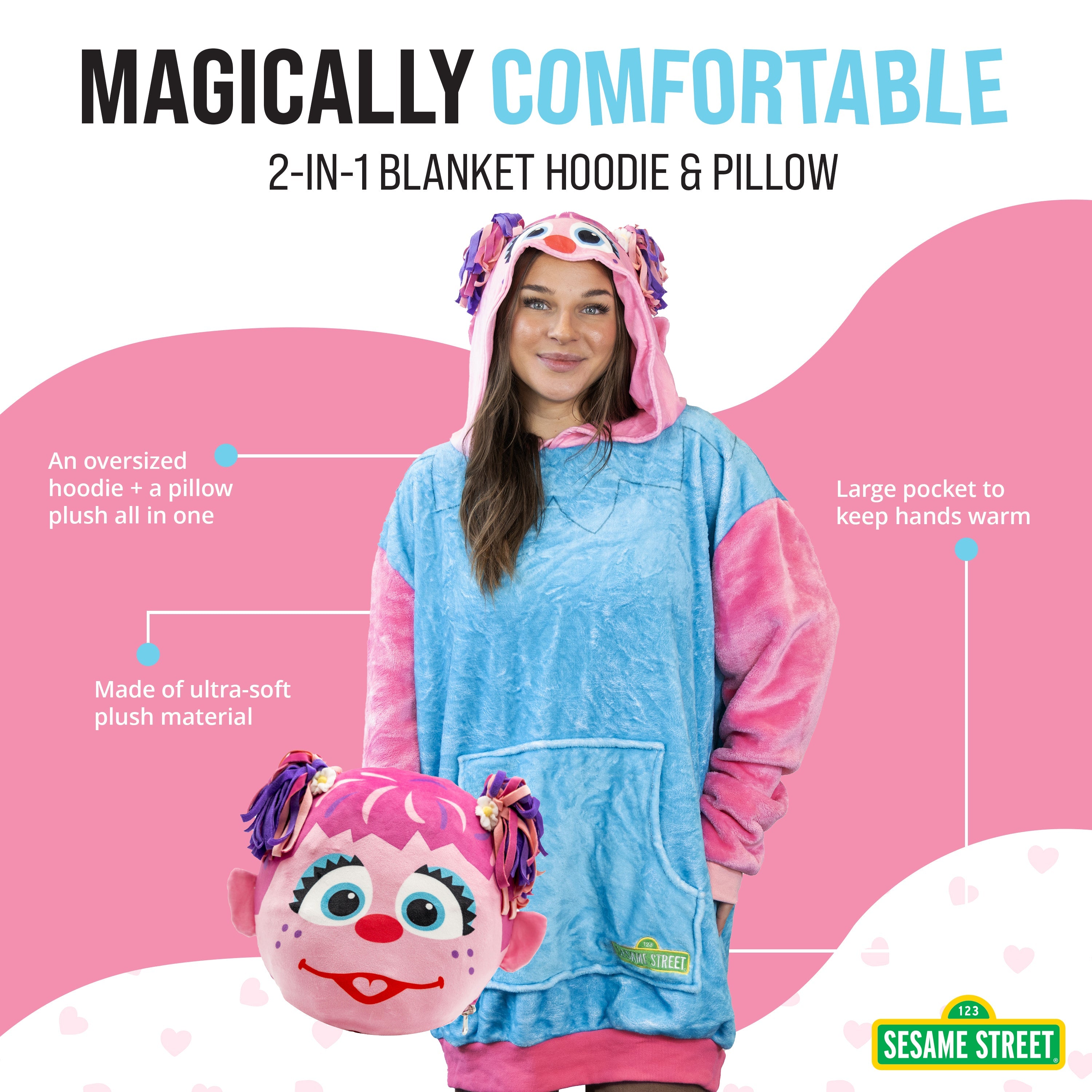 Sesame Street Abby Cadabby Adult Snugible | Blanket Hoodie & Pillow