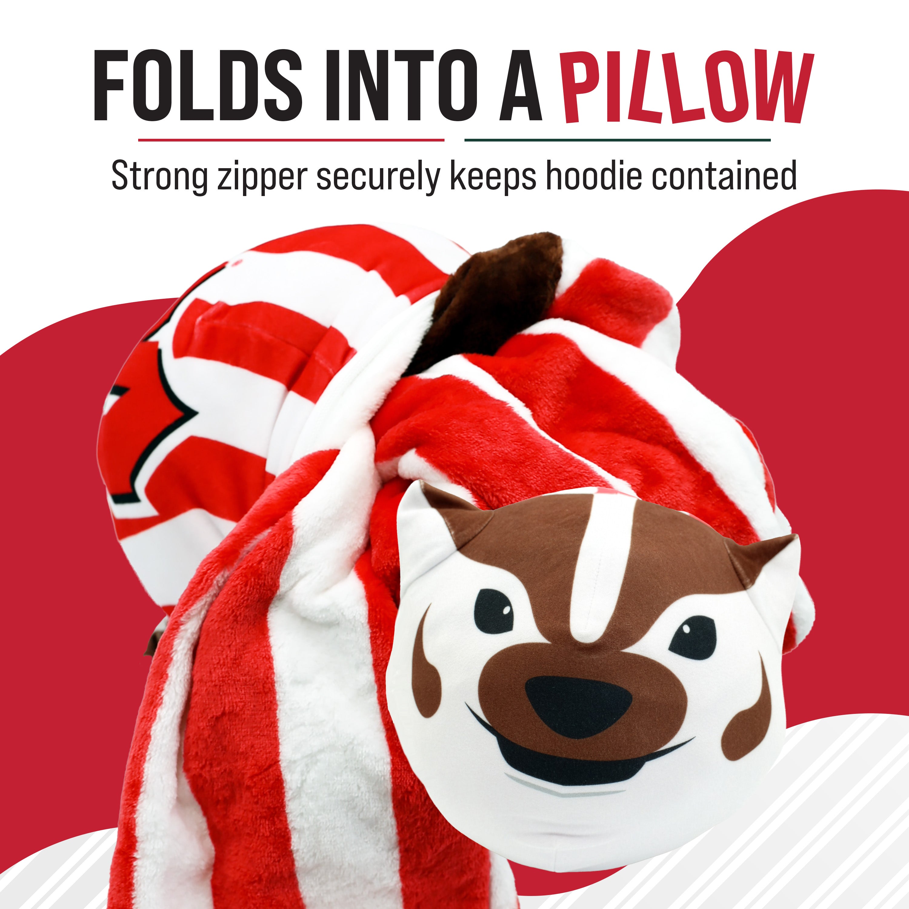 University of Wisconsin Bucky the Badger Snugible | Blanket Hoodie & Pillow