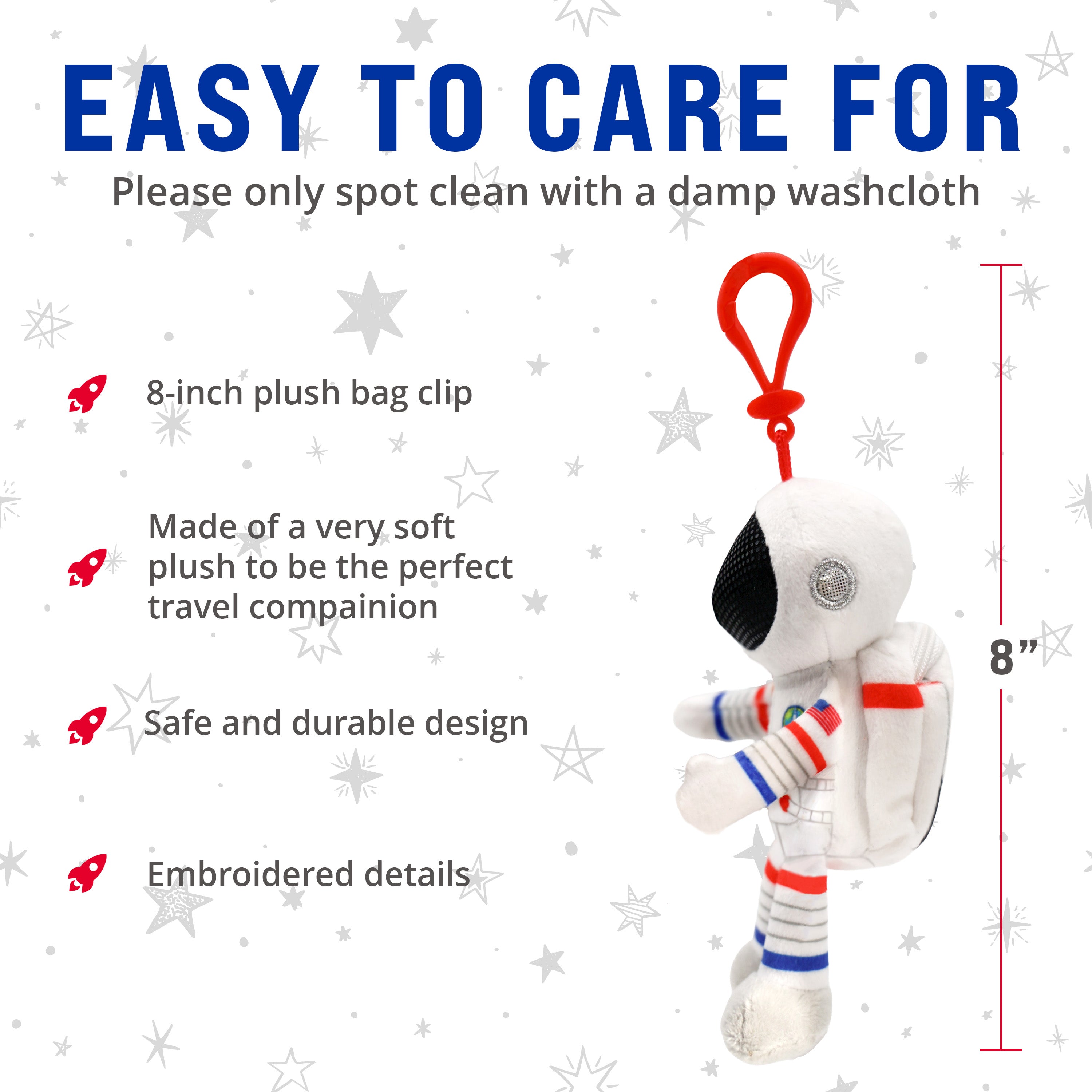 NASA Astronaut Plush Bag Clip β astronaut keychain For Kids and Adults