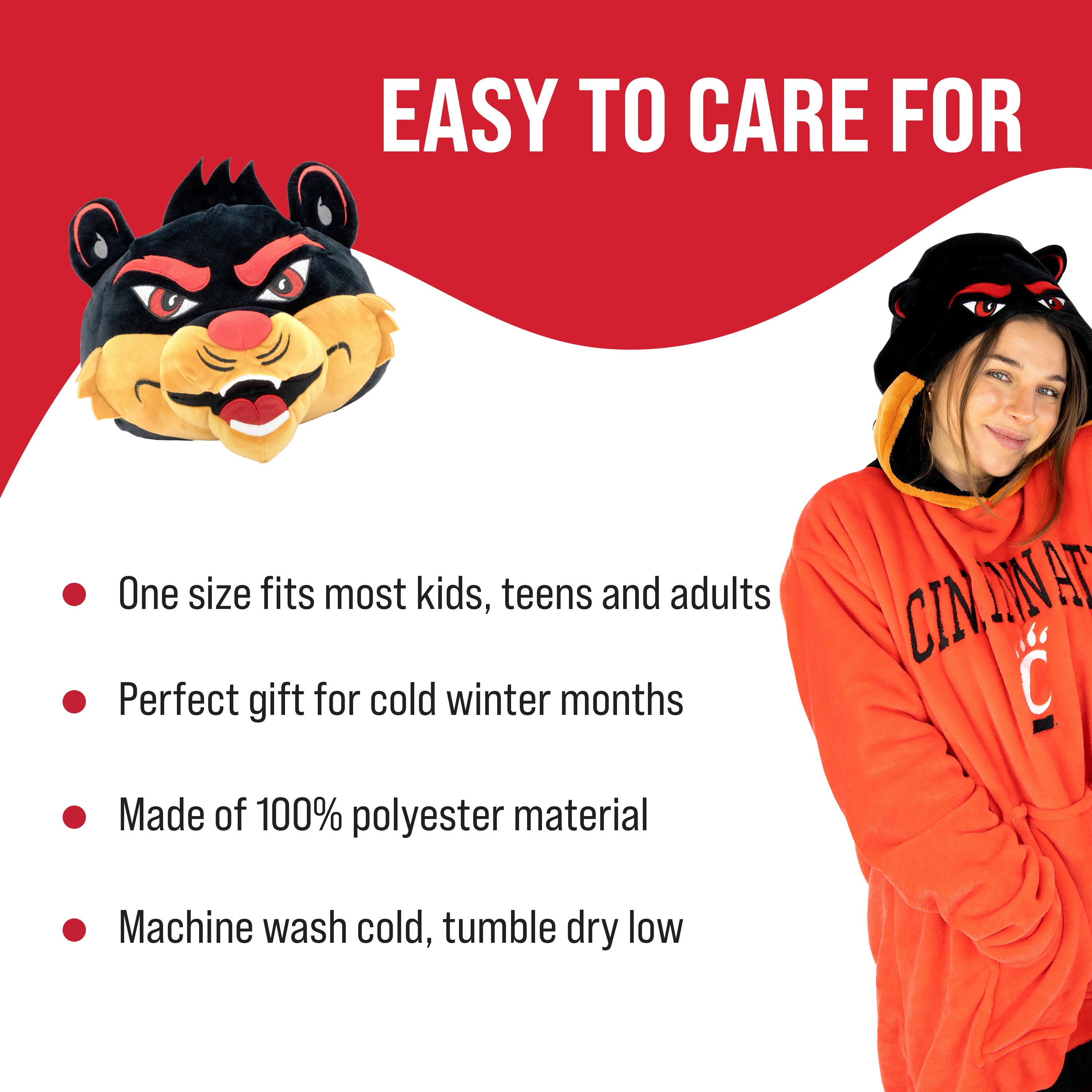 University of Cincinnati Bearcats Snugible | Blanket Hoodie & Pillow