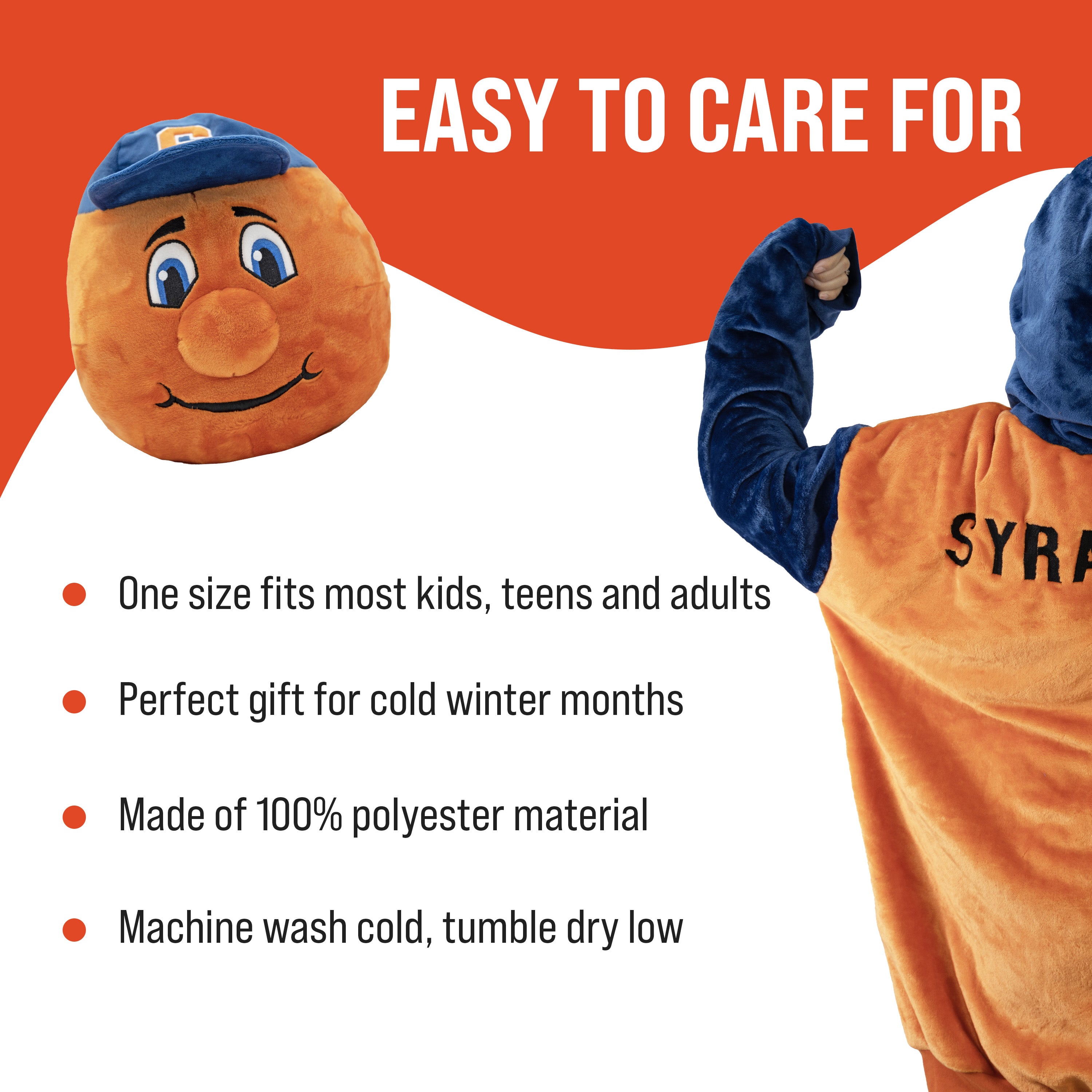 Syracuse University Otto the Orange Snugible | Blanket Hoodie & Pillow