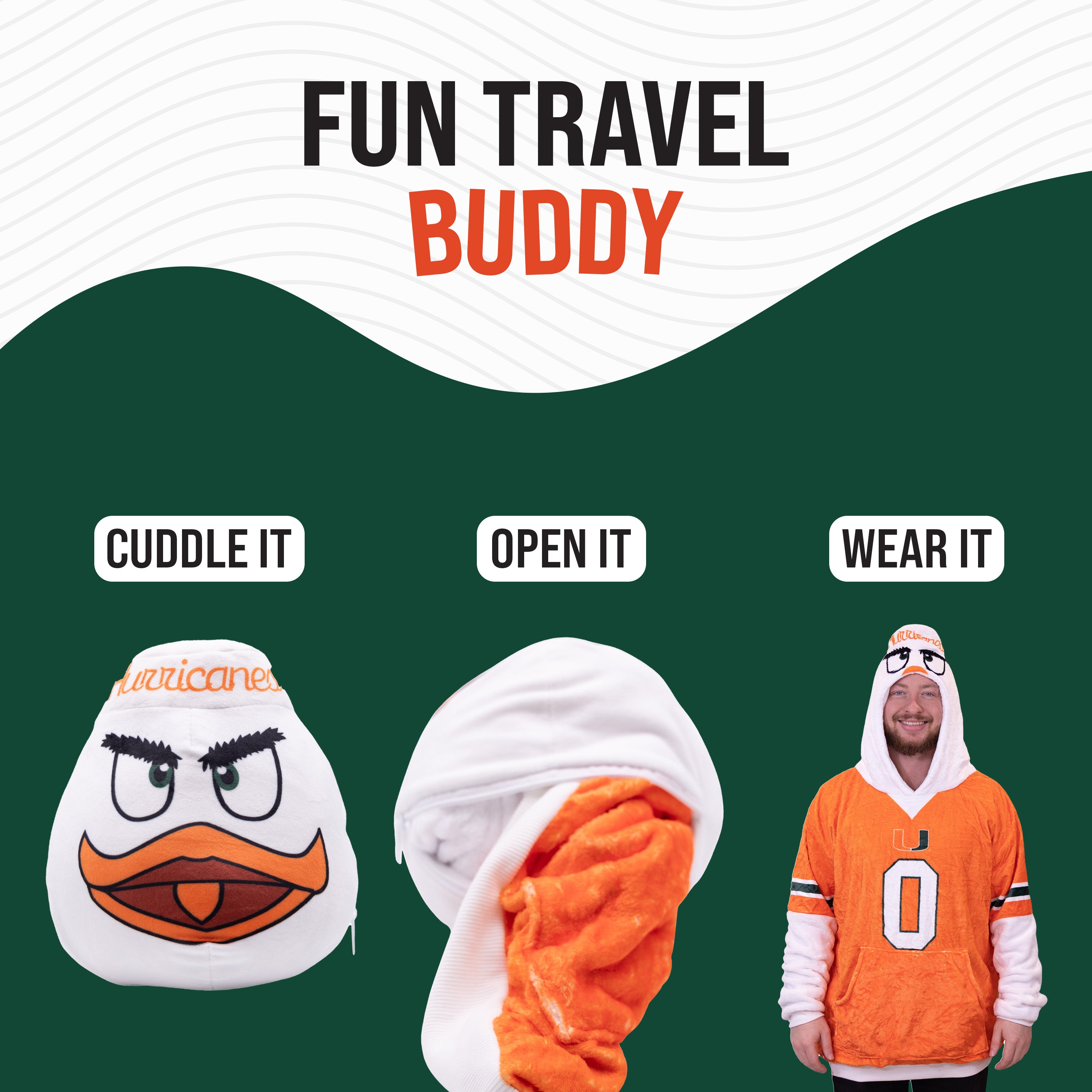 University of Miami Sebastian Snugible | Blanket Hoodie & Pillow