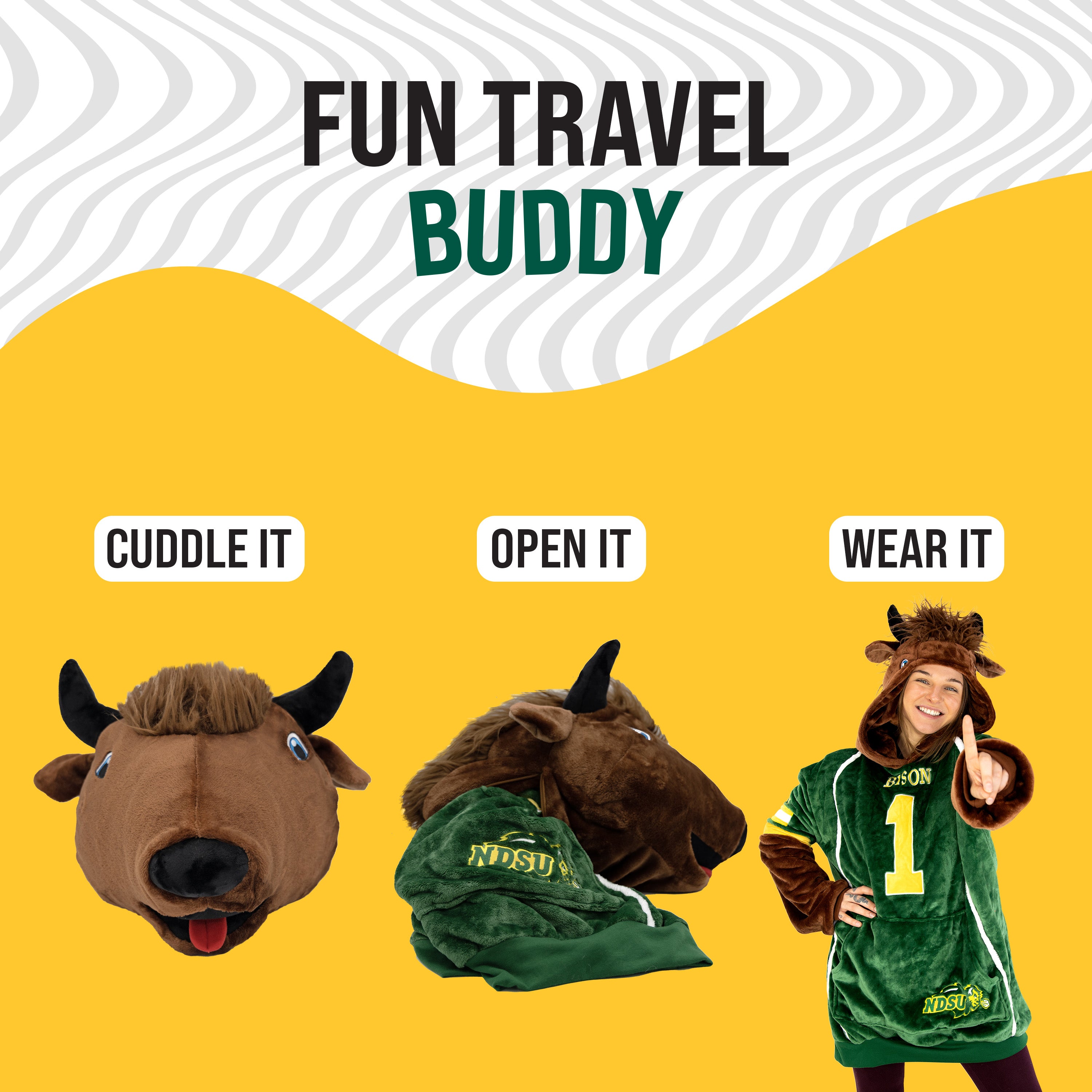 North Dakota State University Bison Snugible | Blanket Hoodie & Pillow