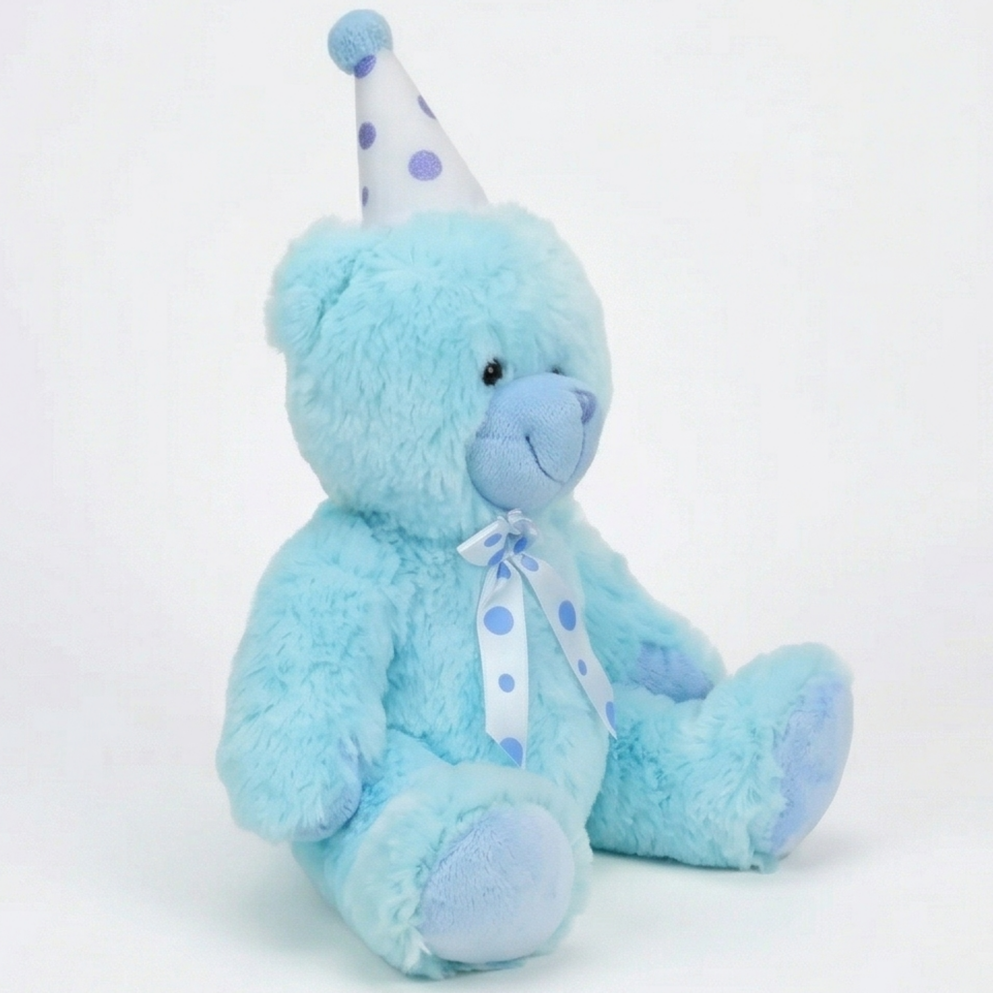 Beverly Hills Teddy Bear Co. Blue Birthday Bear w/ Party Hat