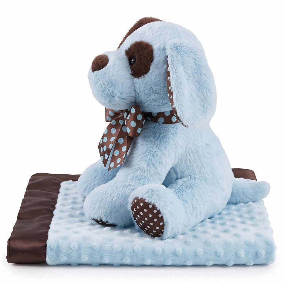 Blue Plushie Puppy and Blanket Set