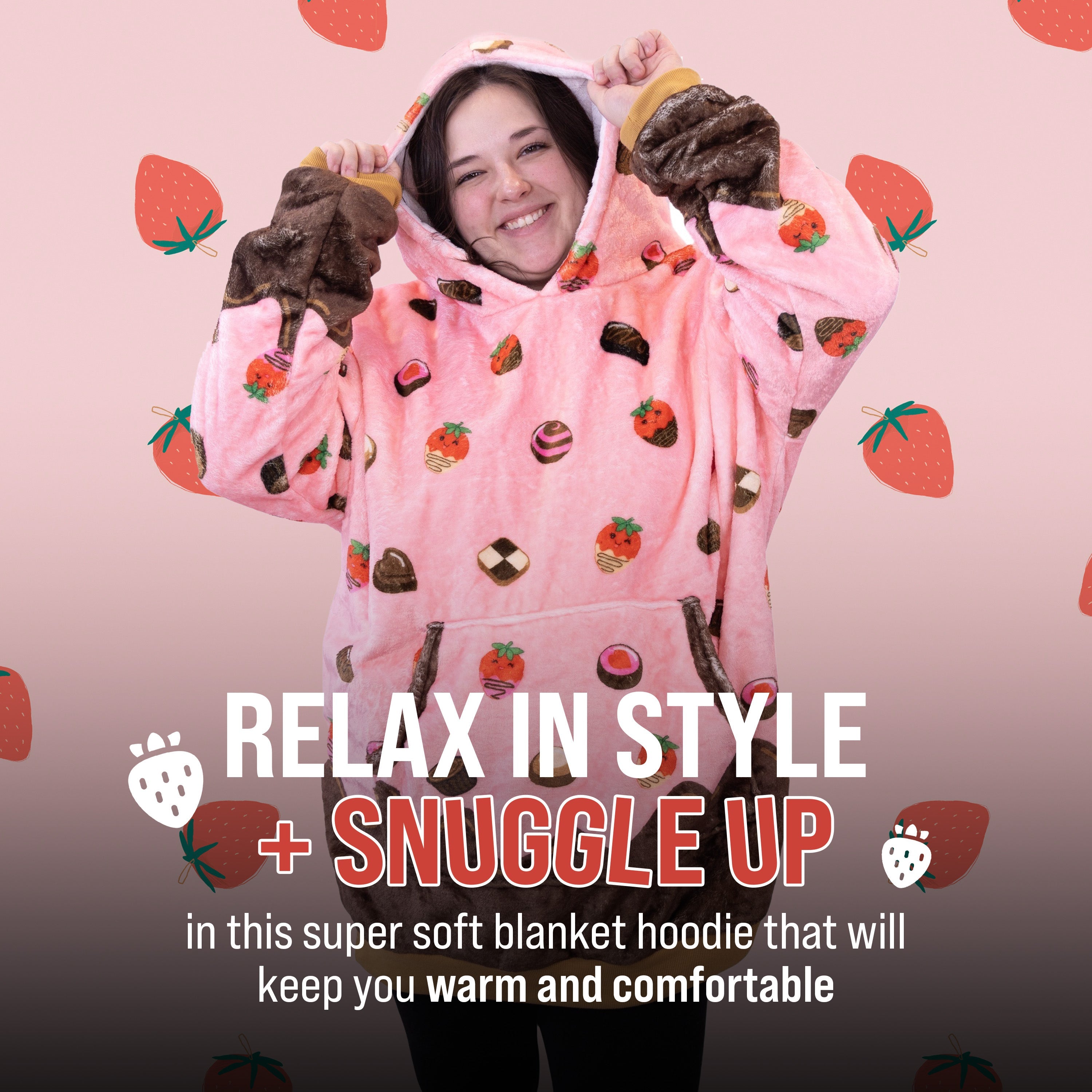 Chocolate Strawberry Snugible | Blanket Hoodie & Pillow