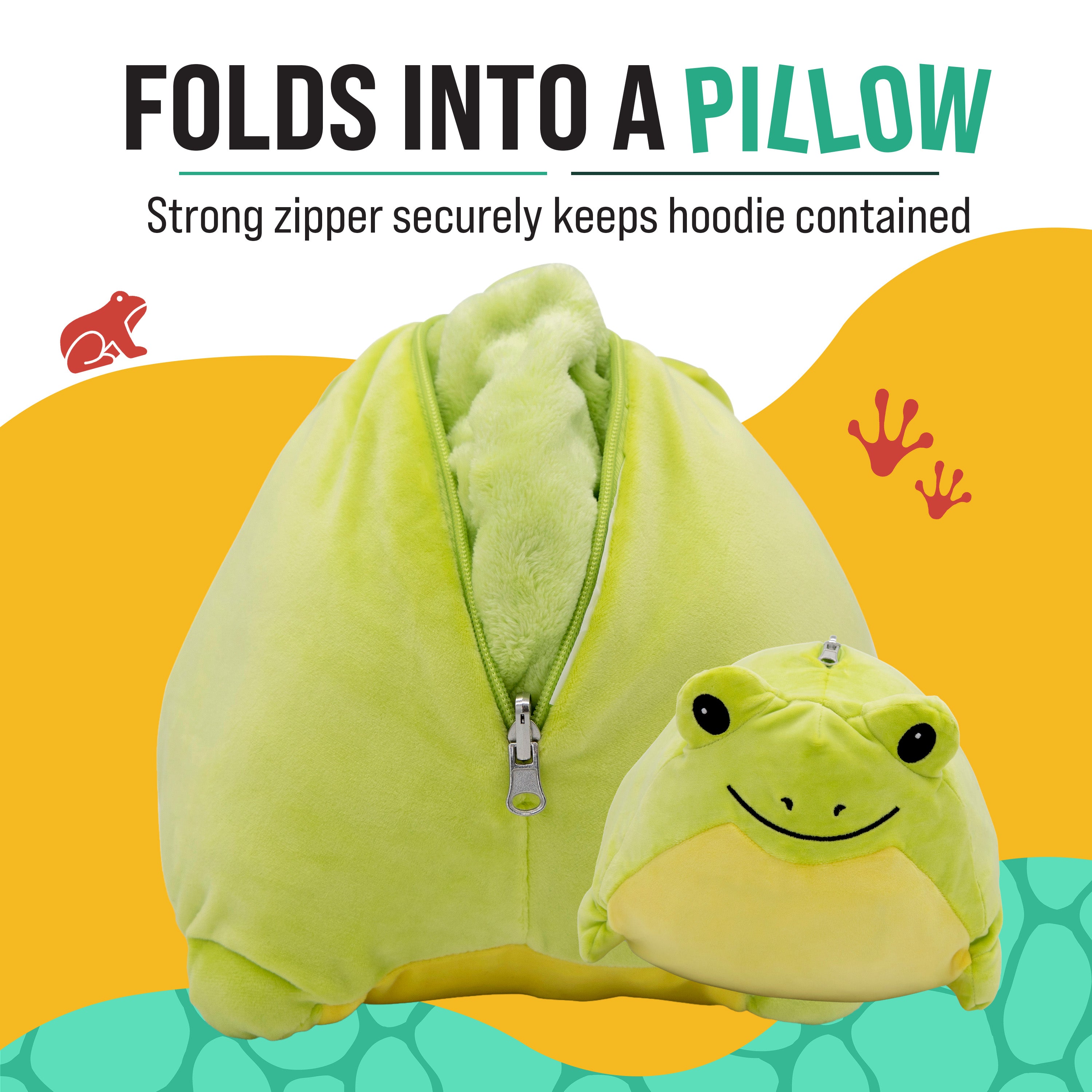 Frog Blanket Hoodie for Kids | 2-in-1 Wearable Blanket & Plush Pillow