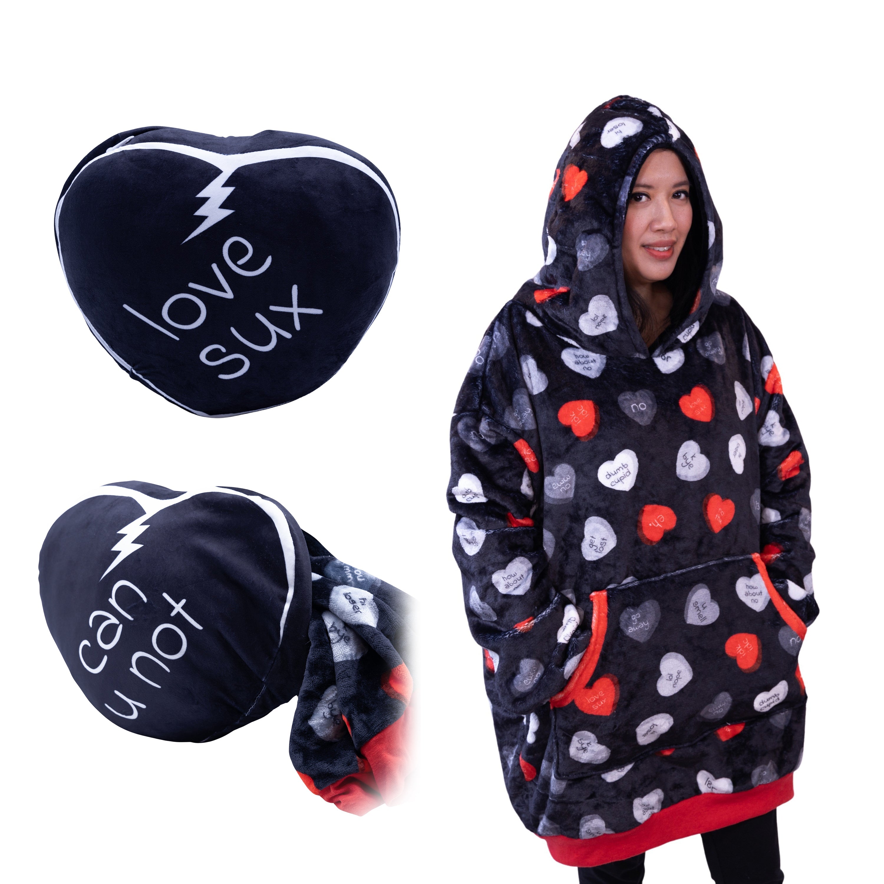 Love Sux Snugible | Blanket Hoodie & Pillow