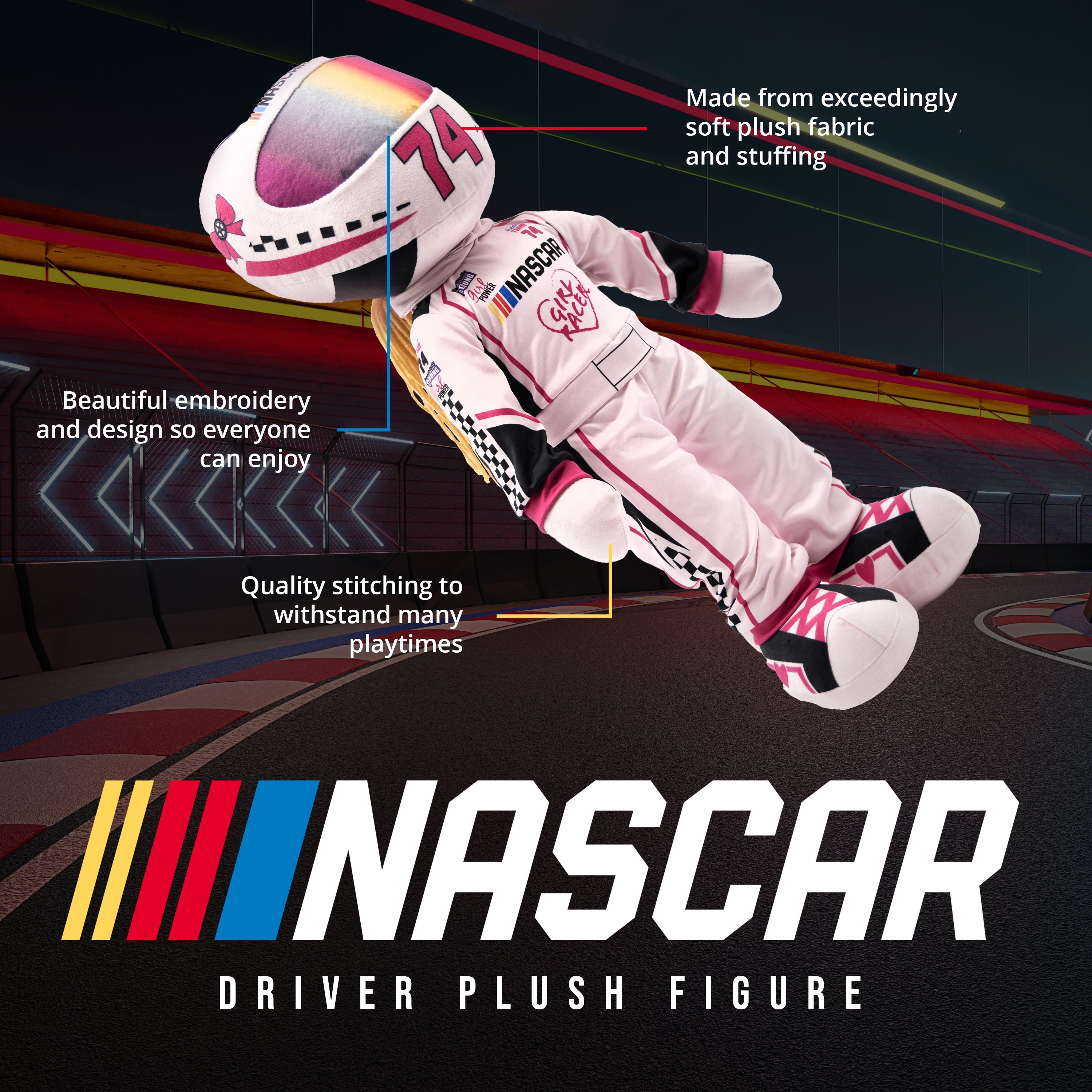 NASCAR | 14 Inch Sophie Speedster Driver Plush Figure (Pink)