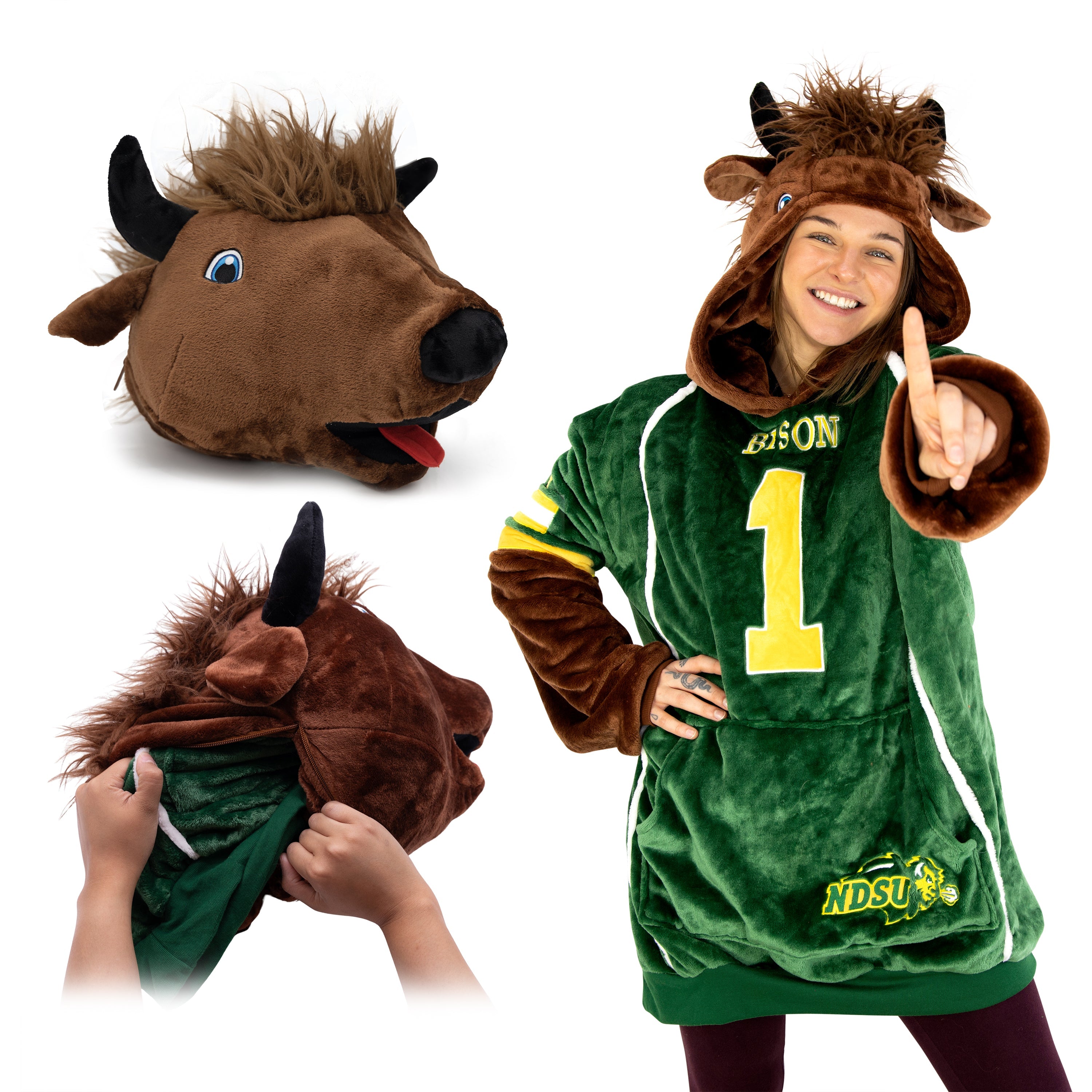 North Dakota State University Bison Snugible | Blanket Hoodie & Pillow