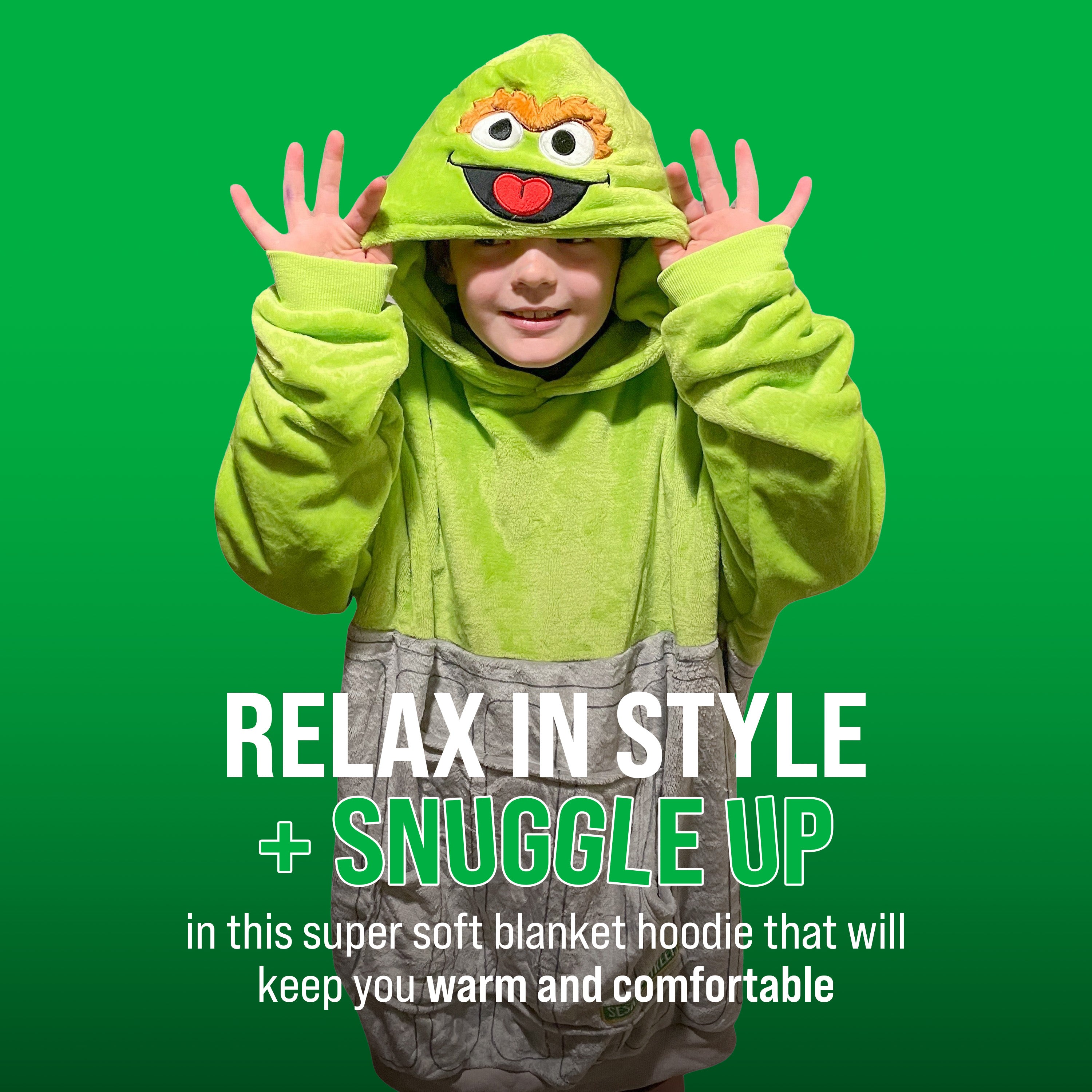 Sesame Street Oscar The Grouch Kids Snugible | Blanket Hoodie & Pillow