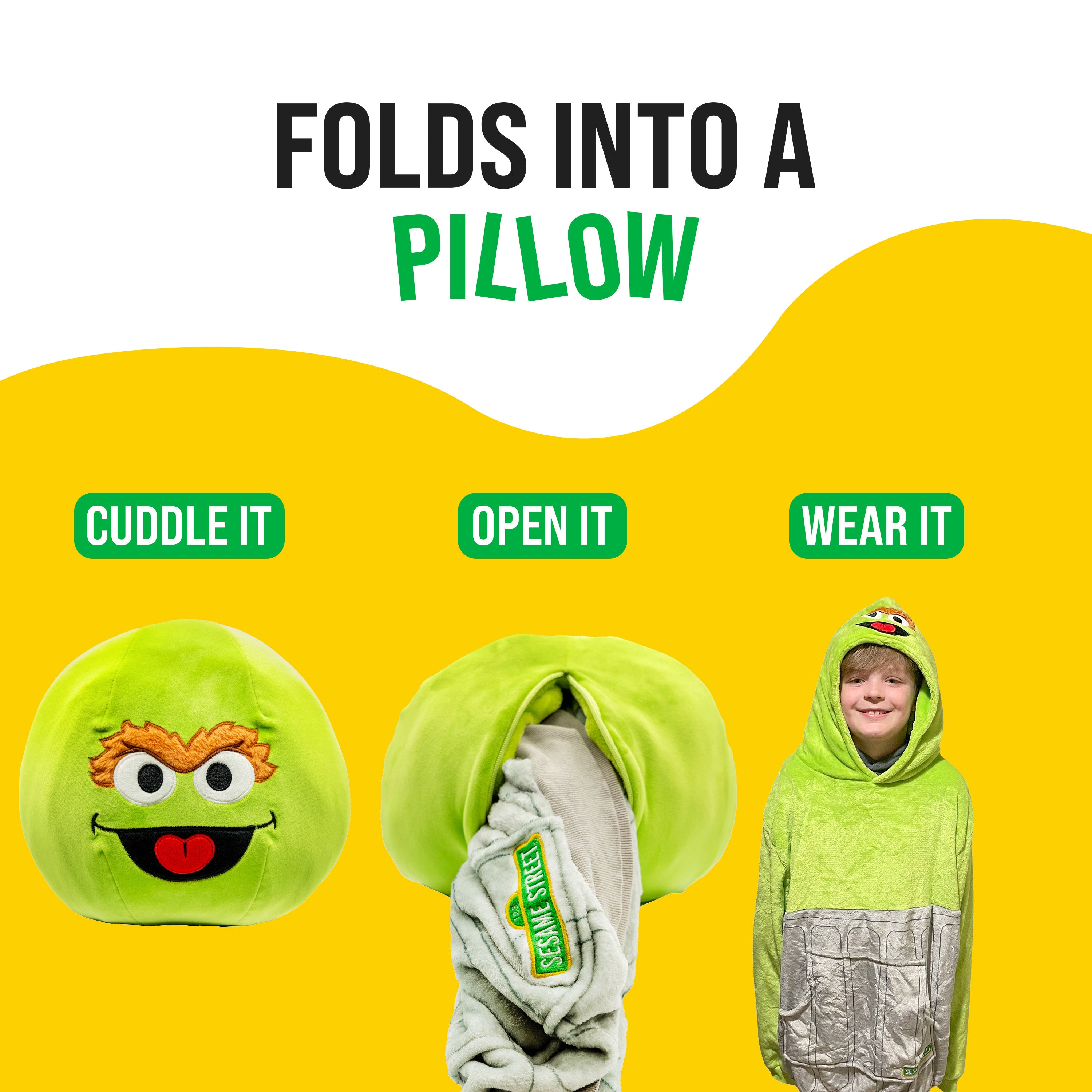 Sesame Street Oscar The Grouch Kids Snugible | Blanket Hoodie & Pillow