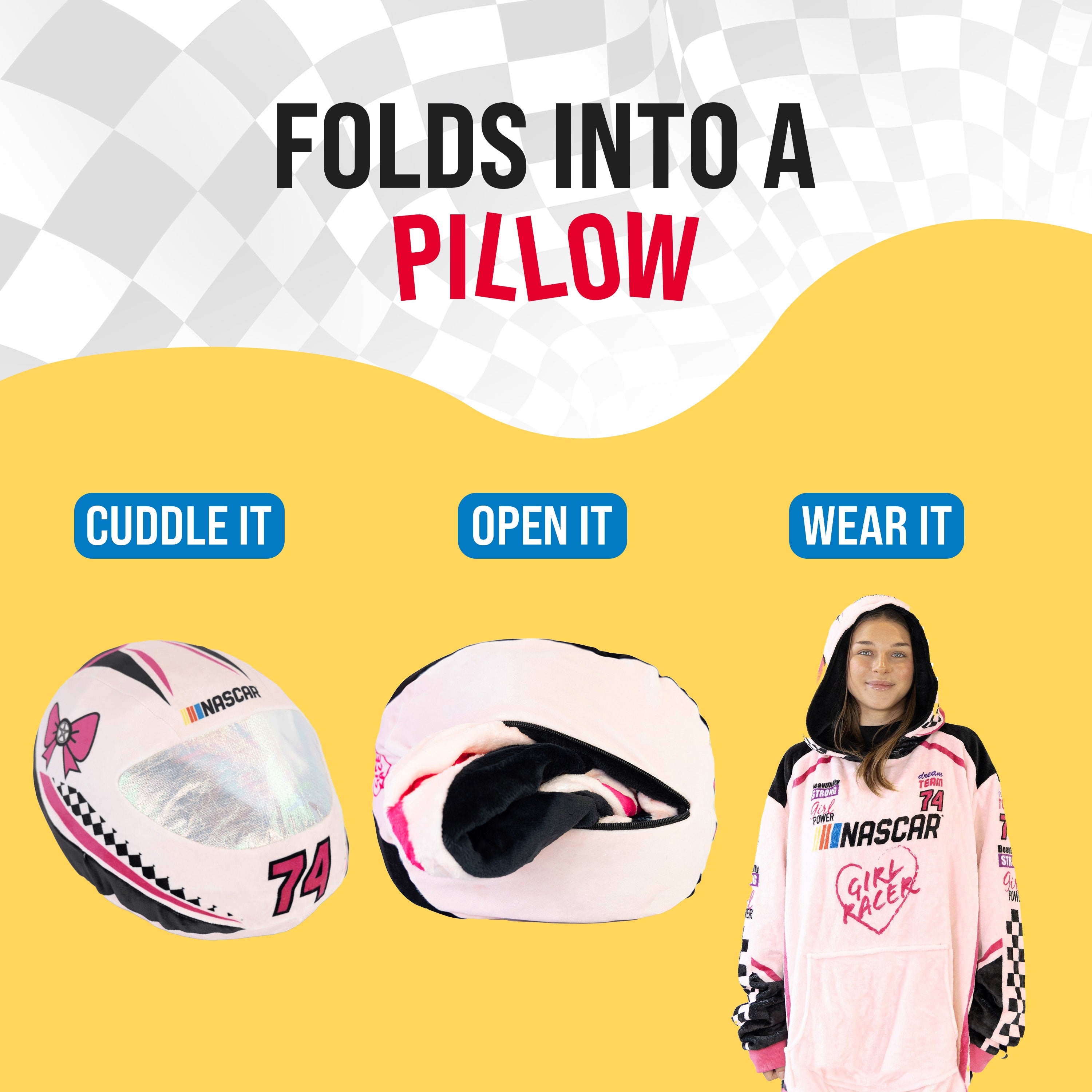 NASCAR Racing Suit Snugible (Pink) | Blanket Hoodie & Pillow