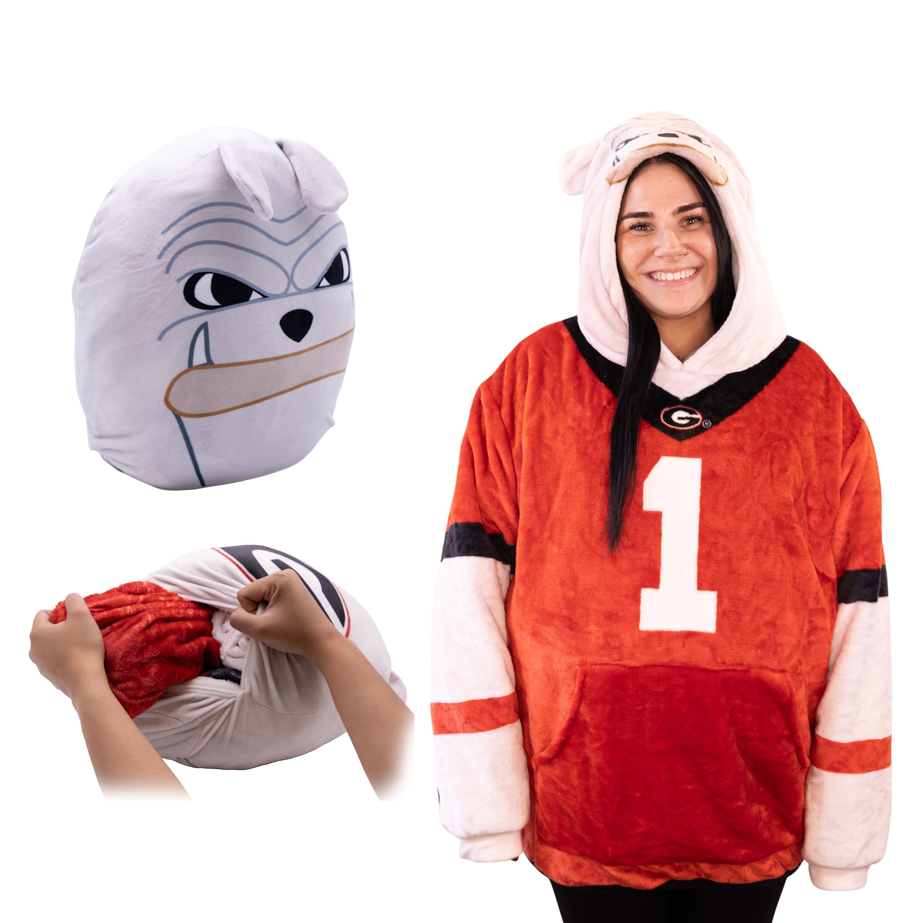 University of Georgia Bulldog Snugible | Blanket Hoodie & Pillow