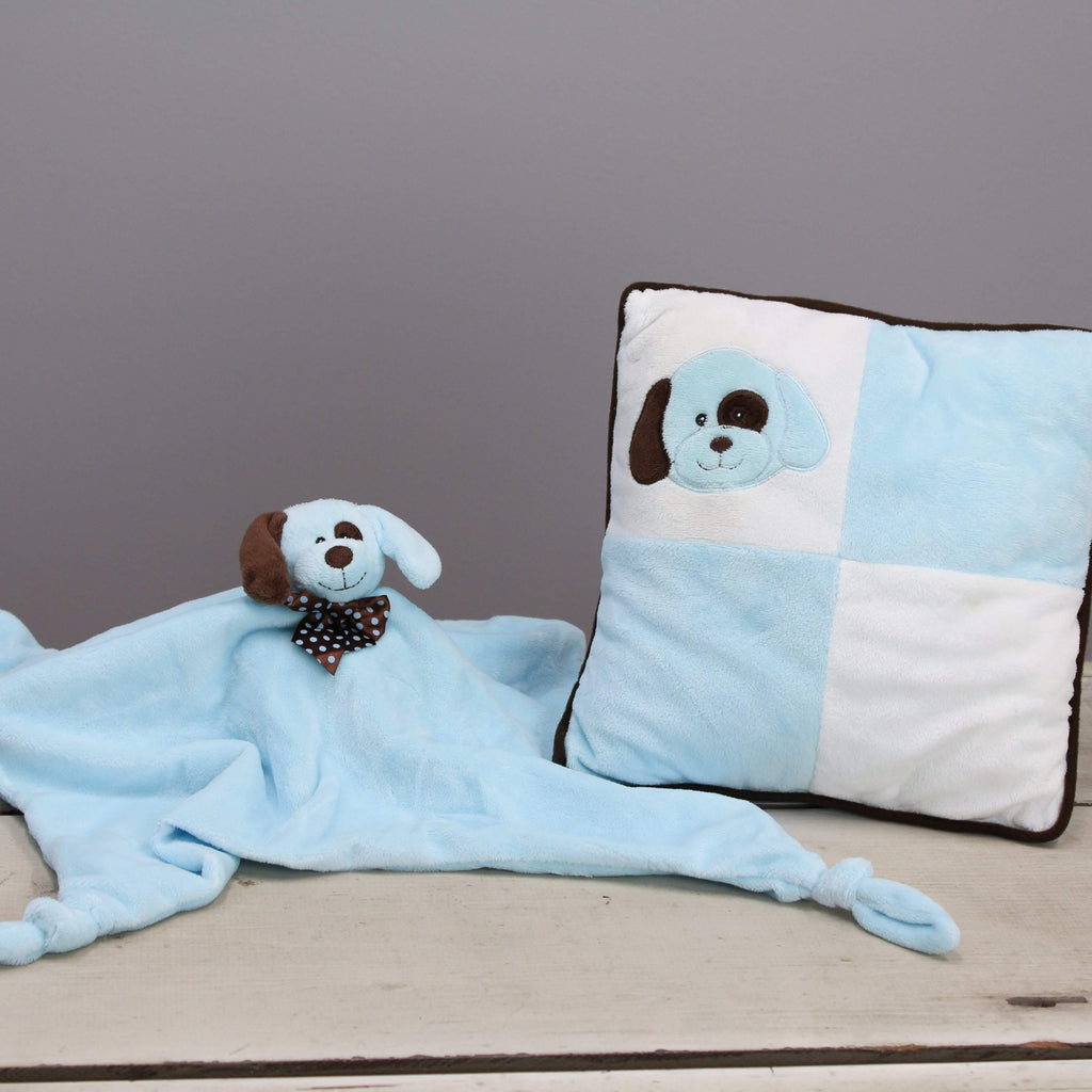 Plushible Plush "Gene" the 20in Blue Puppy Pillow and Cuddle Blanket Set by KidKraft
