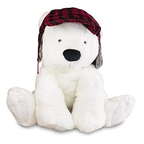 Plushible.comStuffed AnimalsGitzy Jumbo Polar Bear with Hunting Hat - Plush Teddy Bear - Large Stuffed Animal - 2.5 Feet Tall