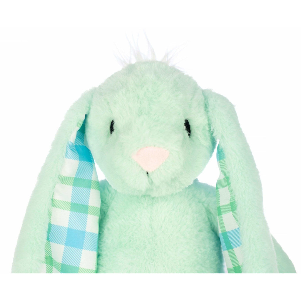 face of green plush easter bunny