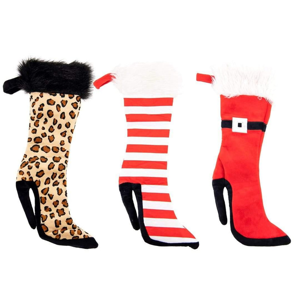 Taylor Toy Christmas 3 Pack - Stripes | Santa | Leopard High Heeled Christmas Stockings