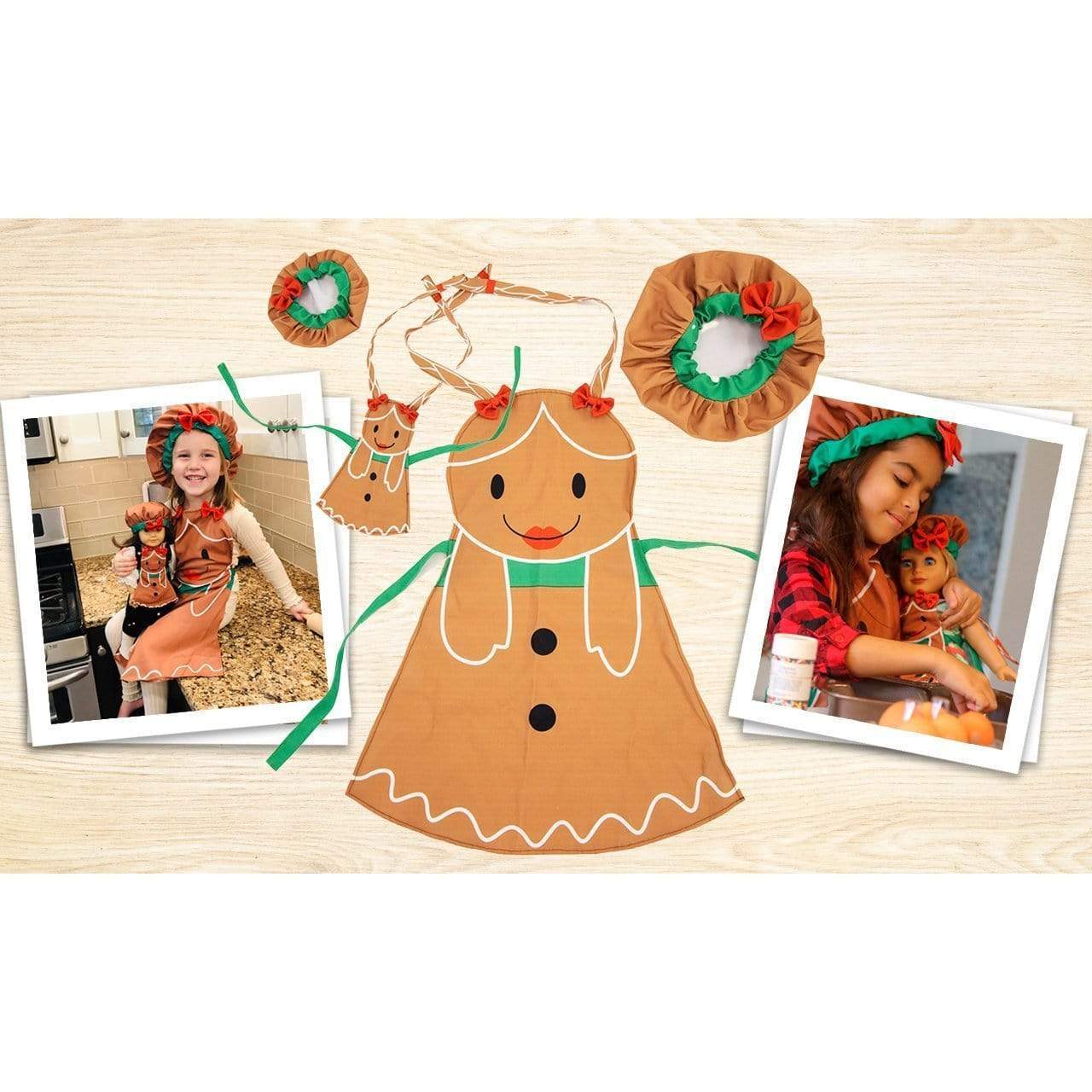 Plushible.comDoll & Action Figure AccessoriesHoliday Outfit Set | Matching Gingerbread 18 Inch Doll & Child's Apron