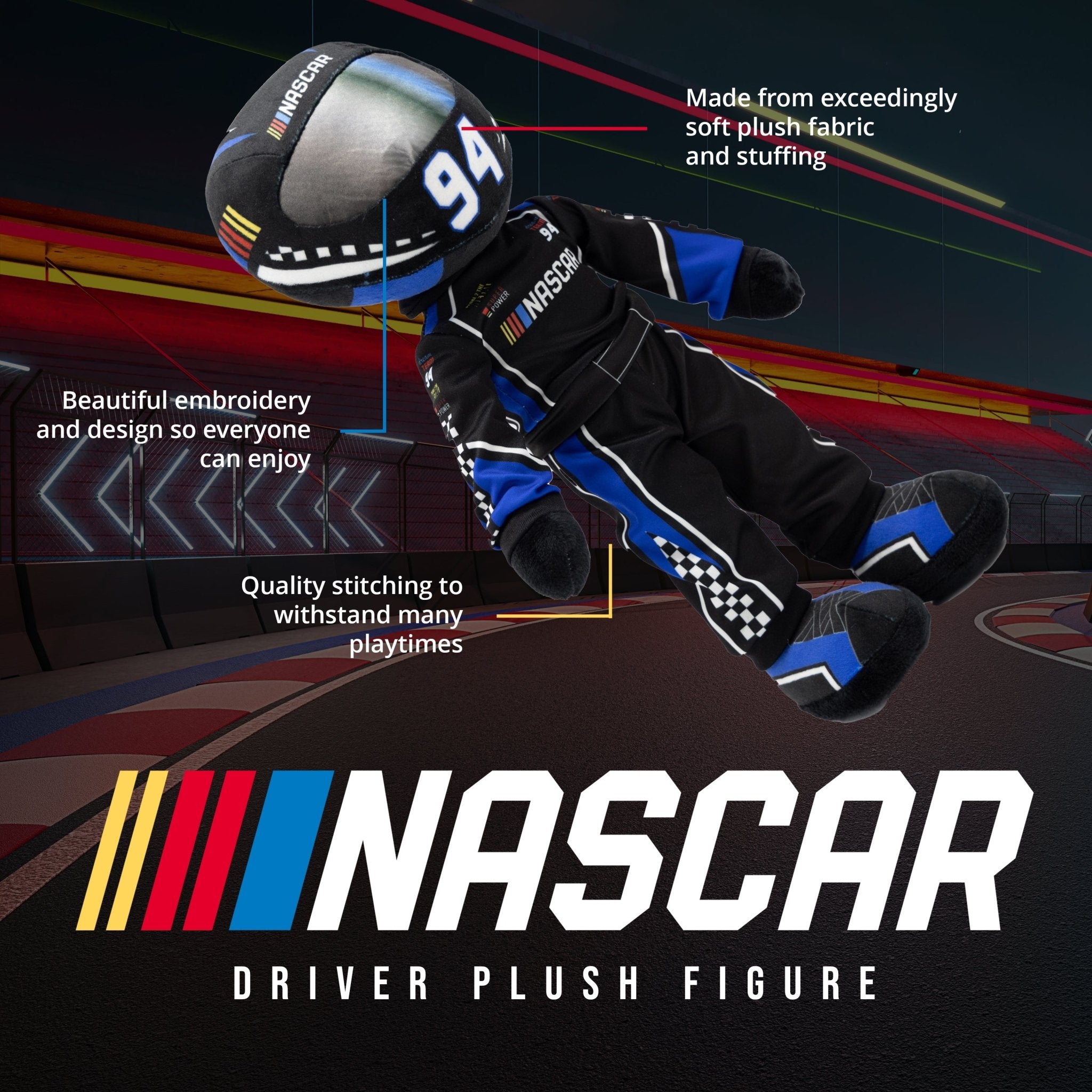 Plushible.com14 Inch Rag DollsNASCAR | Scotty Speedster Racecar Driver Plush Figure