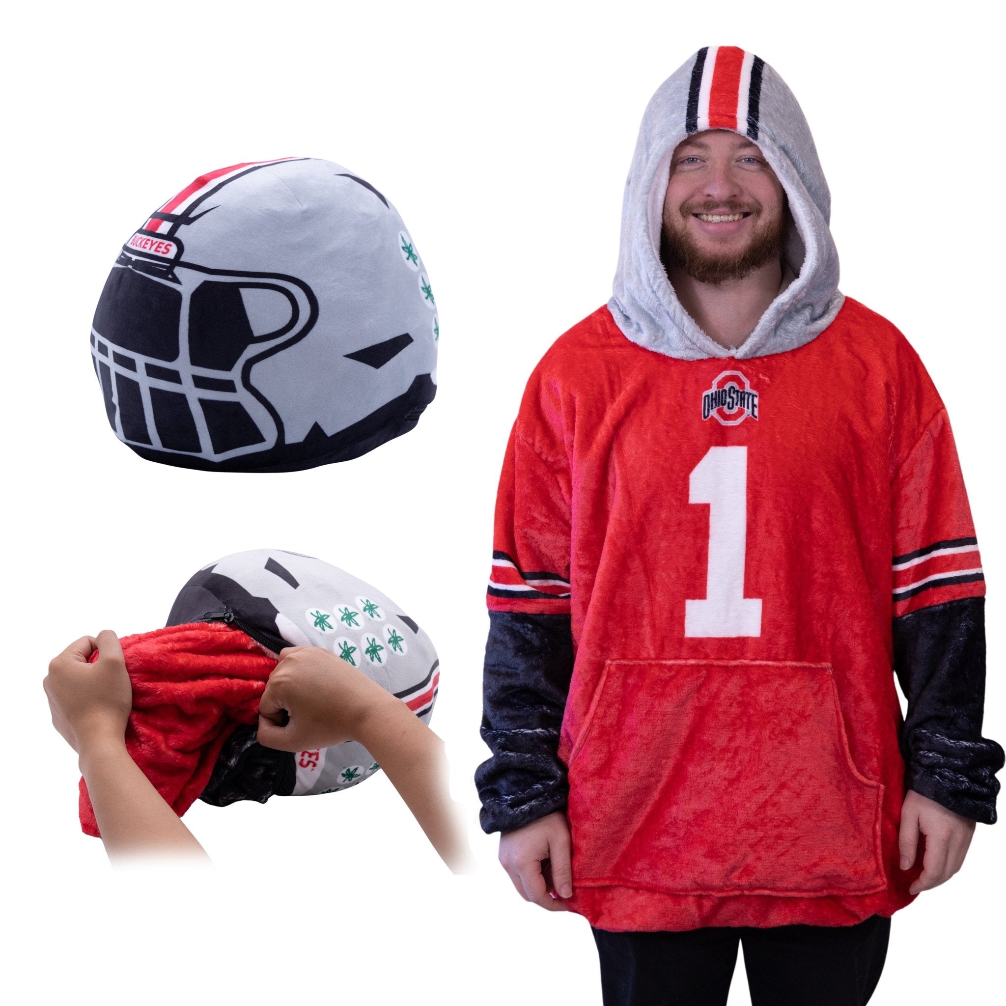 Ohio State University Helmet Snugible Blanket Hoodie Pillow