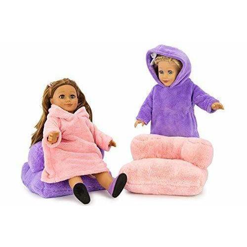 Plushible.comDolls, Playsets & Toy FiguresPlaytime by Eimmie 18" Doll Blanket Sweatshirt and Plush Chairs Set