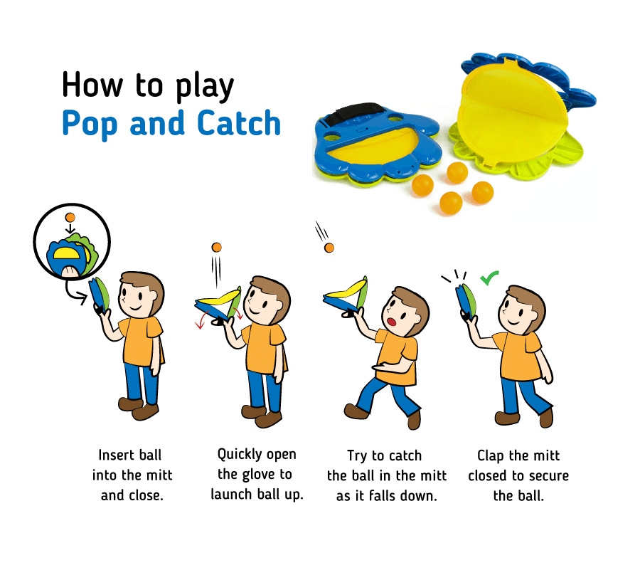 Taylor Toy Sports Taylor Toy Pop and Catch Indoor/Outdoor Hand Ping-Pong Launcher - Indoor, Backyard & Beach Game - Kids Catch Game