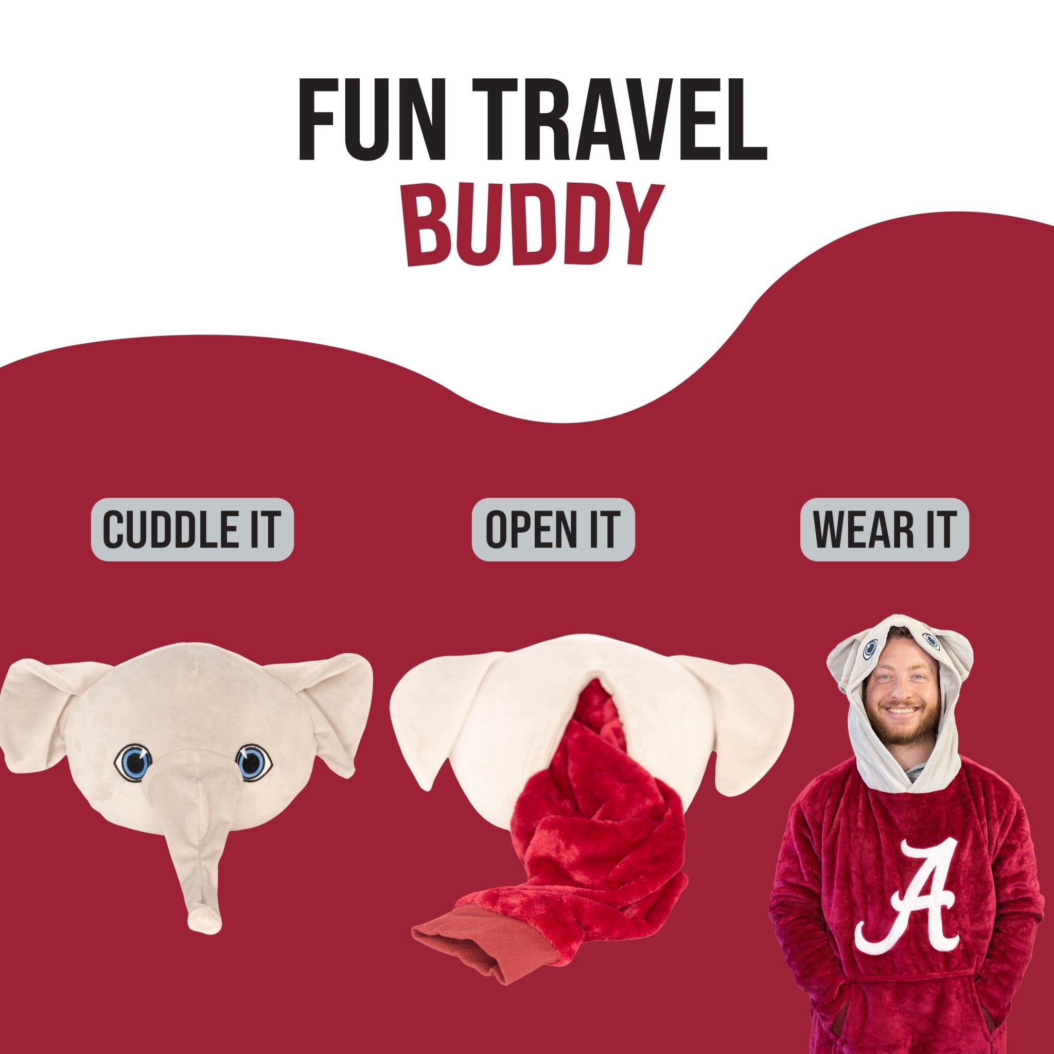 Plushible.comSnugiblesThe University Of Alabama Big Al Snugible | Blanket Hoodie & Pillow