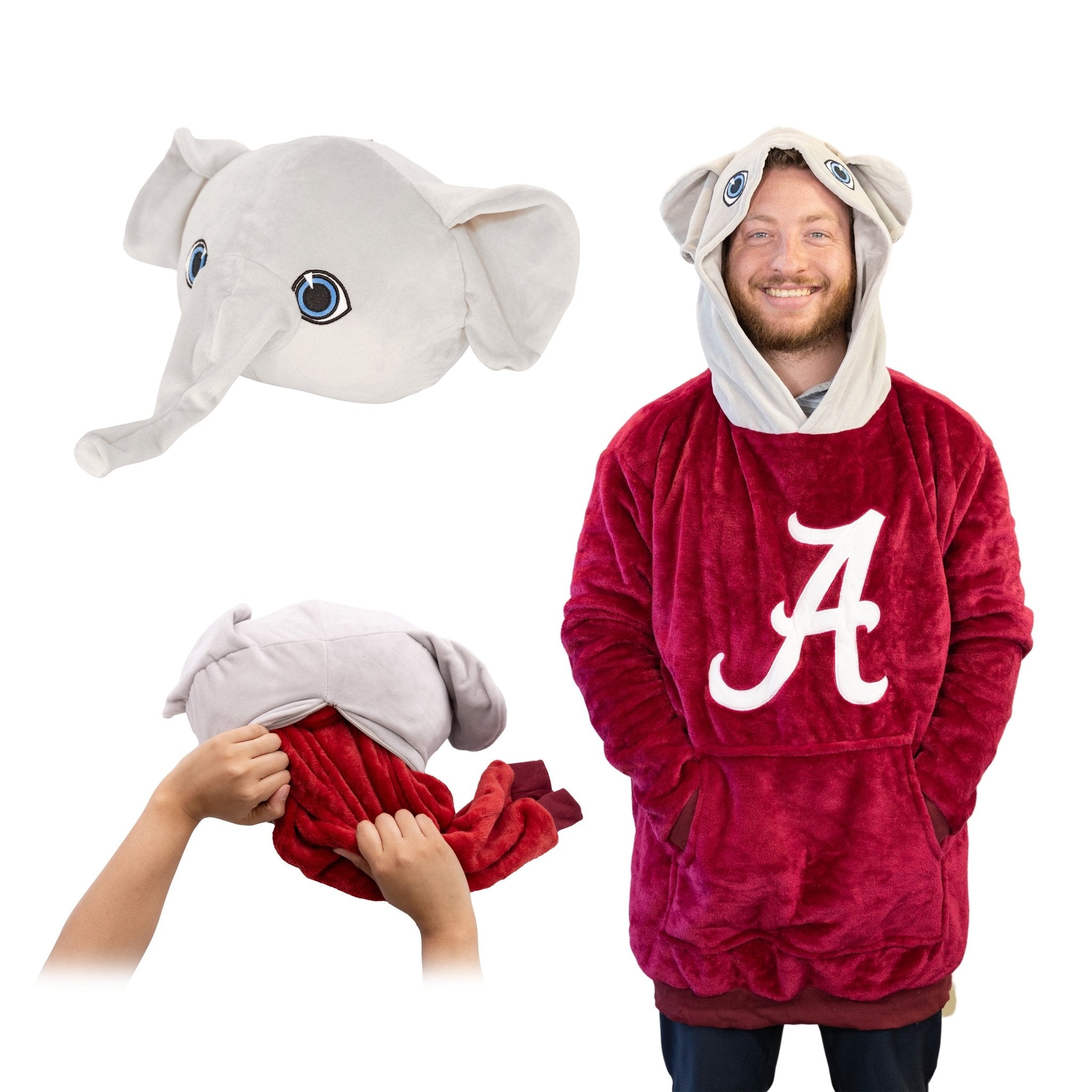 Plushible.comSnugiblesThe University Of Alabama Big Al Snugible | Blanket Hoodie & Pillow