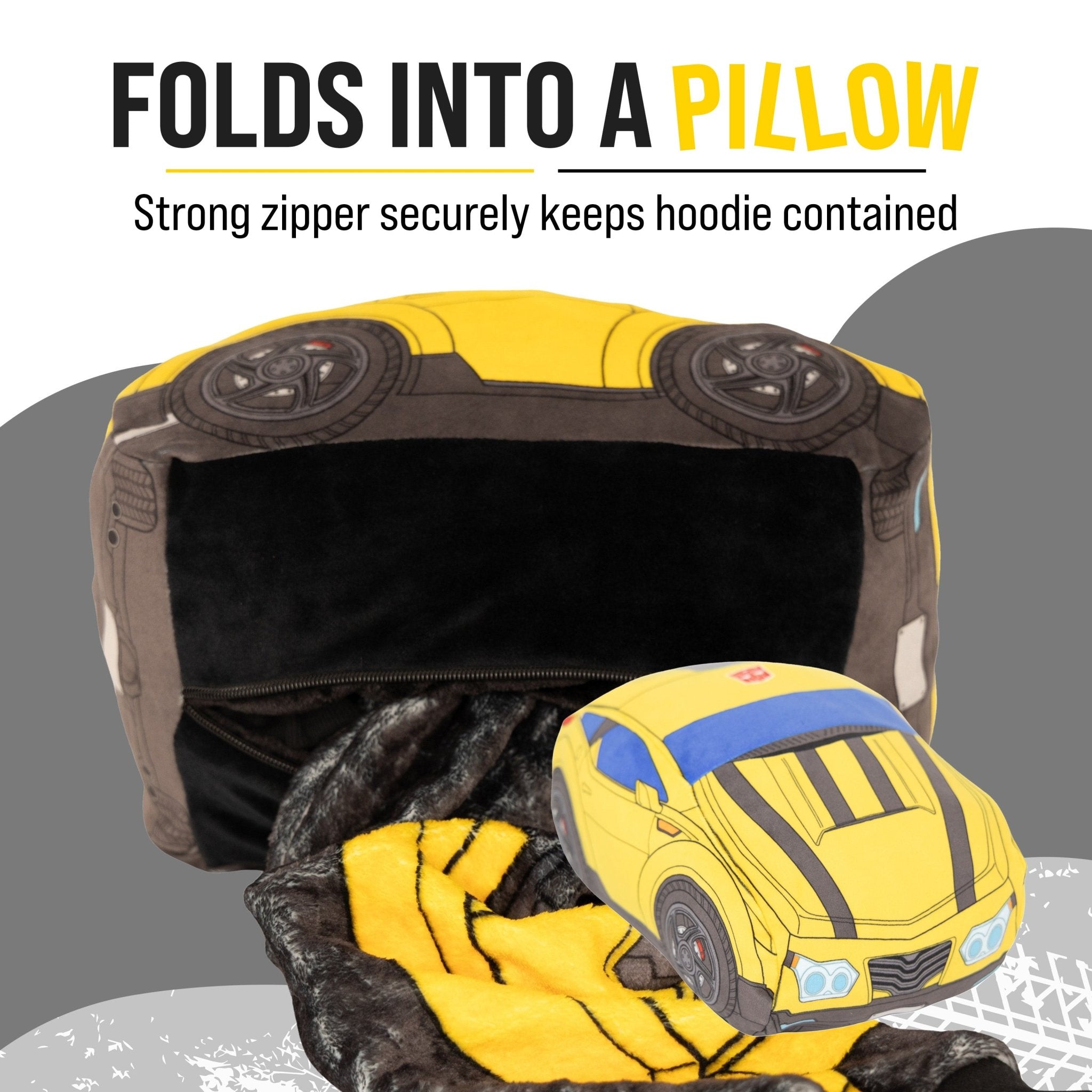 Plushible.comSnugiblesTransformers Bumble Bee Adult Snugible | Blanket Hoodie & Pillow
