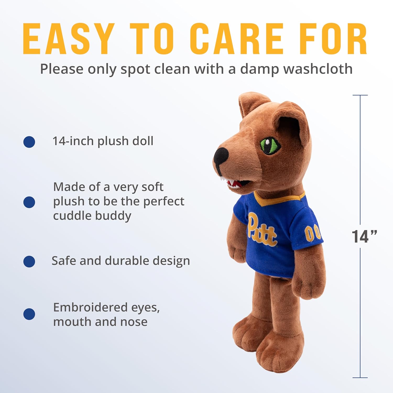 Plushible.com14 Inch Rag DollsUniversity of Pittsburgh Roc the Panther 14 Inch Plush Figure