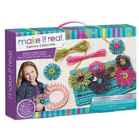Make It Real TOYS_AND_GAMES Raffia Flower Twine Clutch Purse Craft for Kids