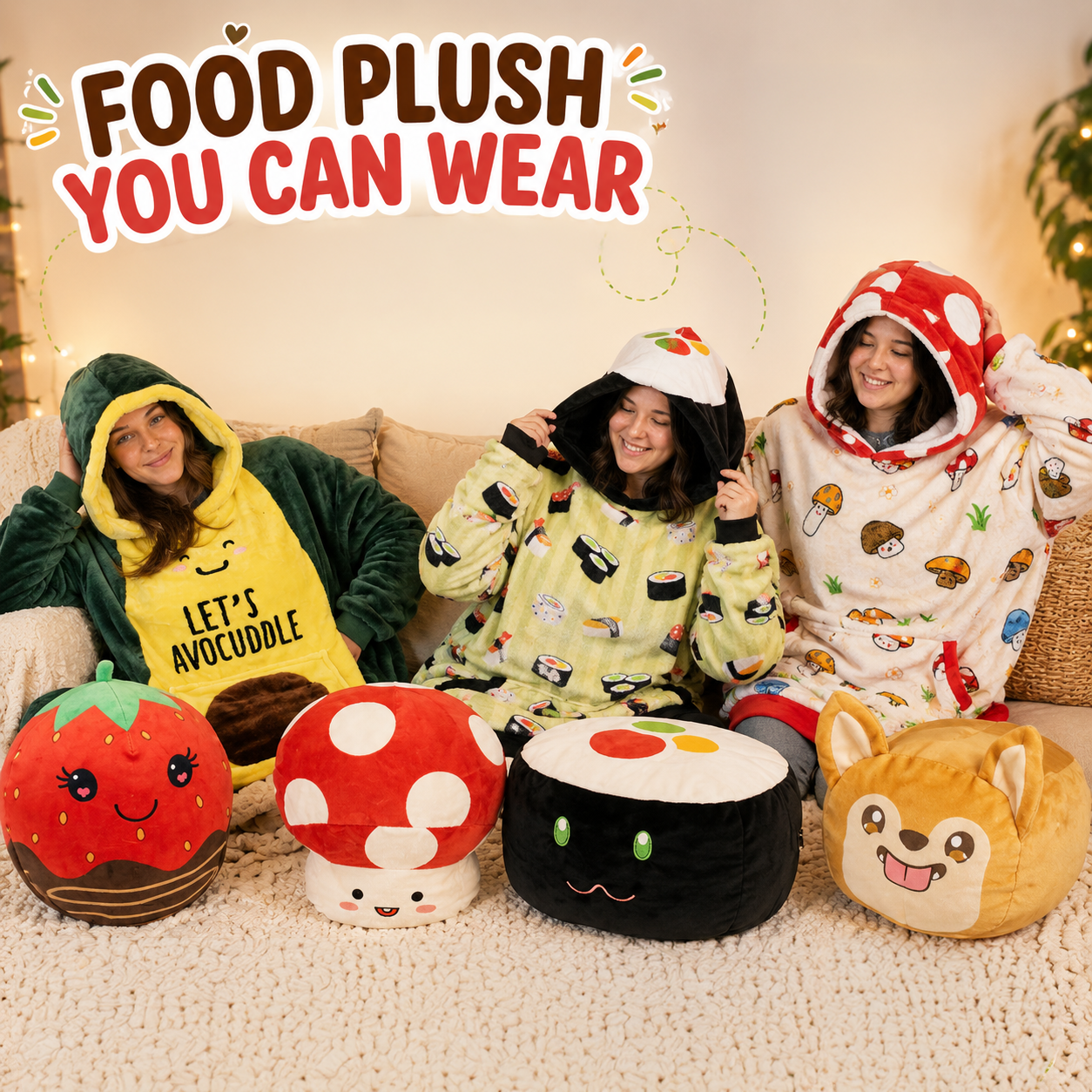 Food Plush and Blanket Hoodie in One - Plushible's 2-in-1 Food Snugibles