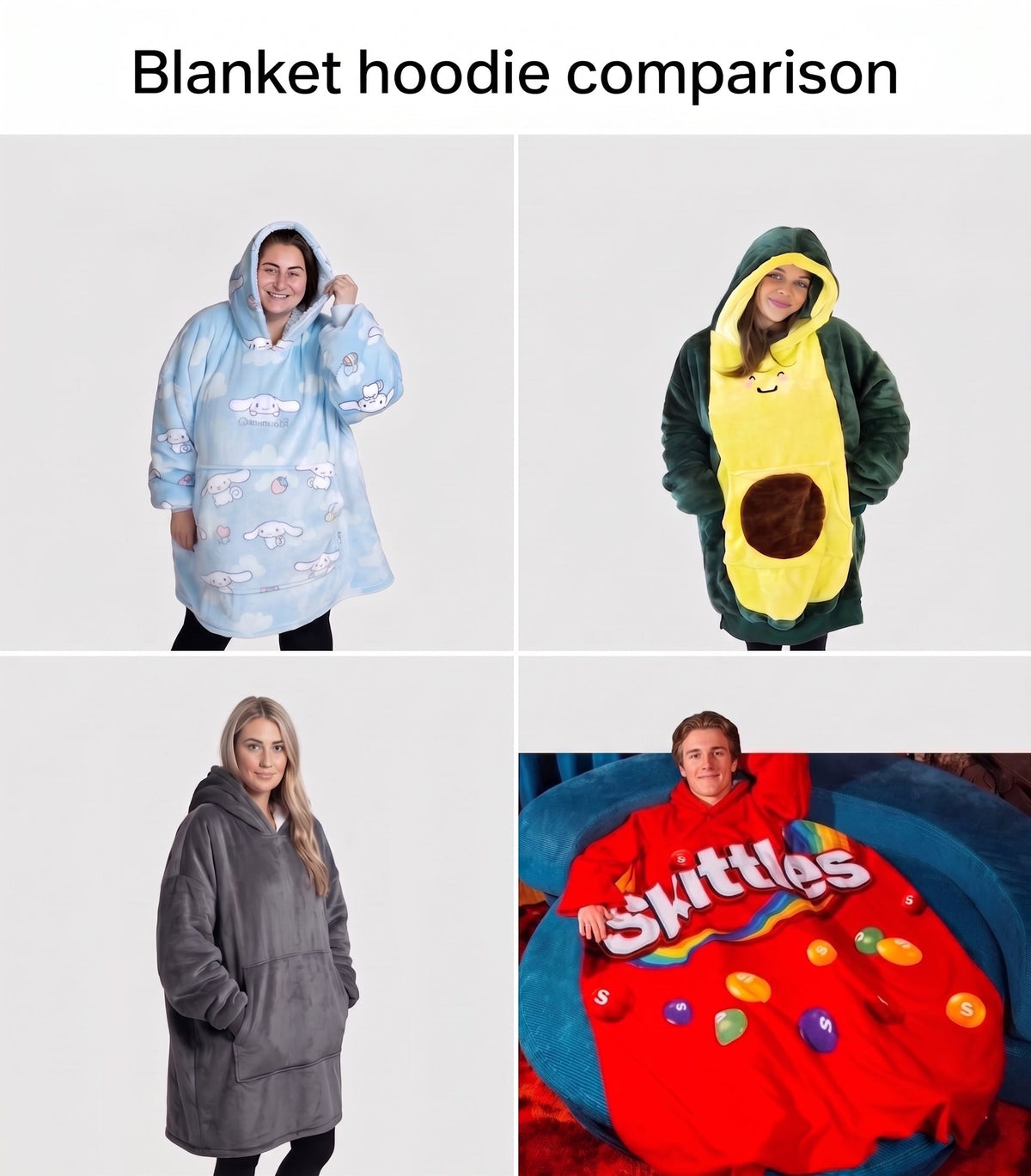 Blanket Hoodie vs Snuggie vs Comfy vs Oodie