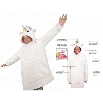 Unicorn Blanket Hoodie | Soft Wearable Blanket for Kids & Adults