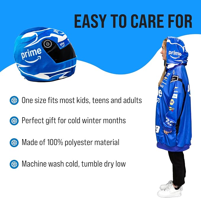 Plushible NASCAR Chase Elliott #9 Oversized Wearable Hooded Blanket for Adults – Prime Edition Racing Suit Snugible – Soft Transforming 2-in-1 Plush Helmet & Hoodie