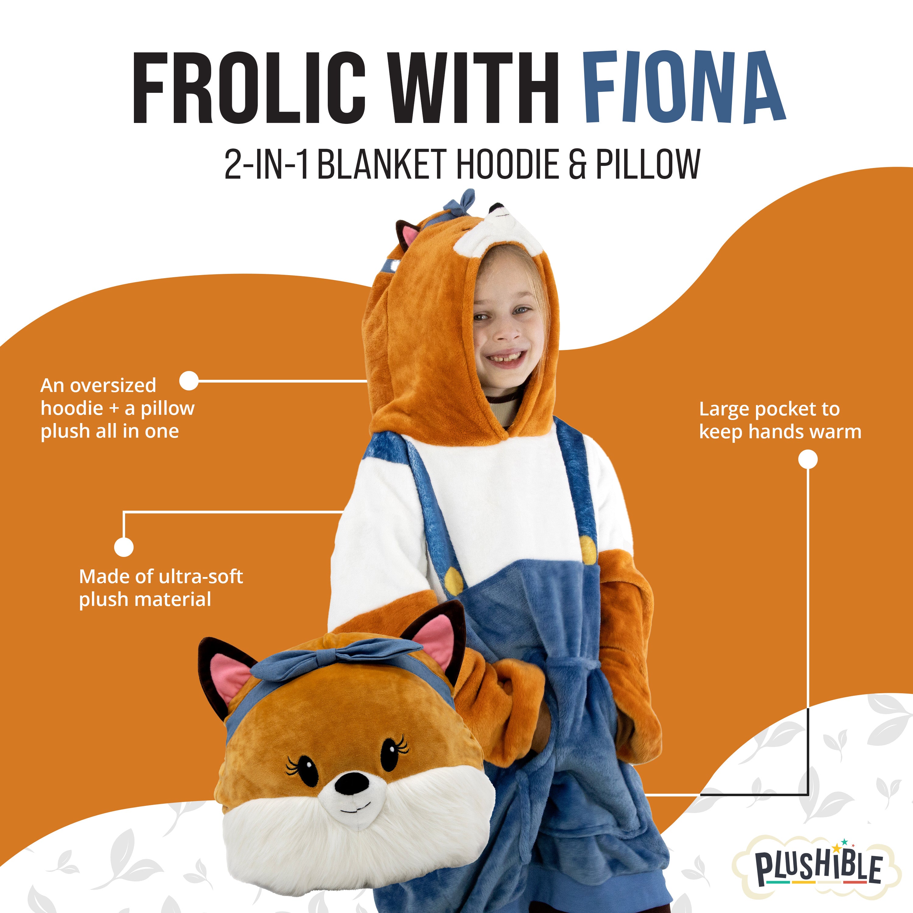 Fiona Fox Kids Snugible | Blanket Hoodie & Pillow