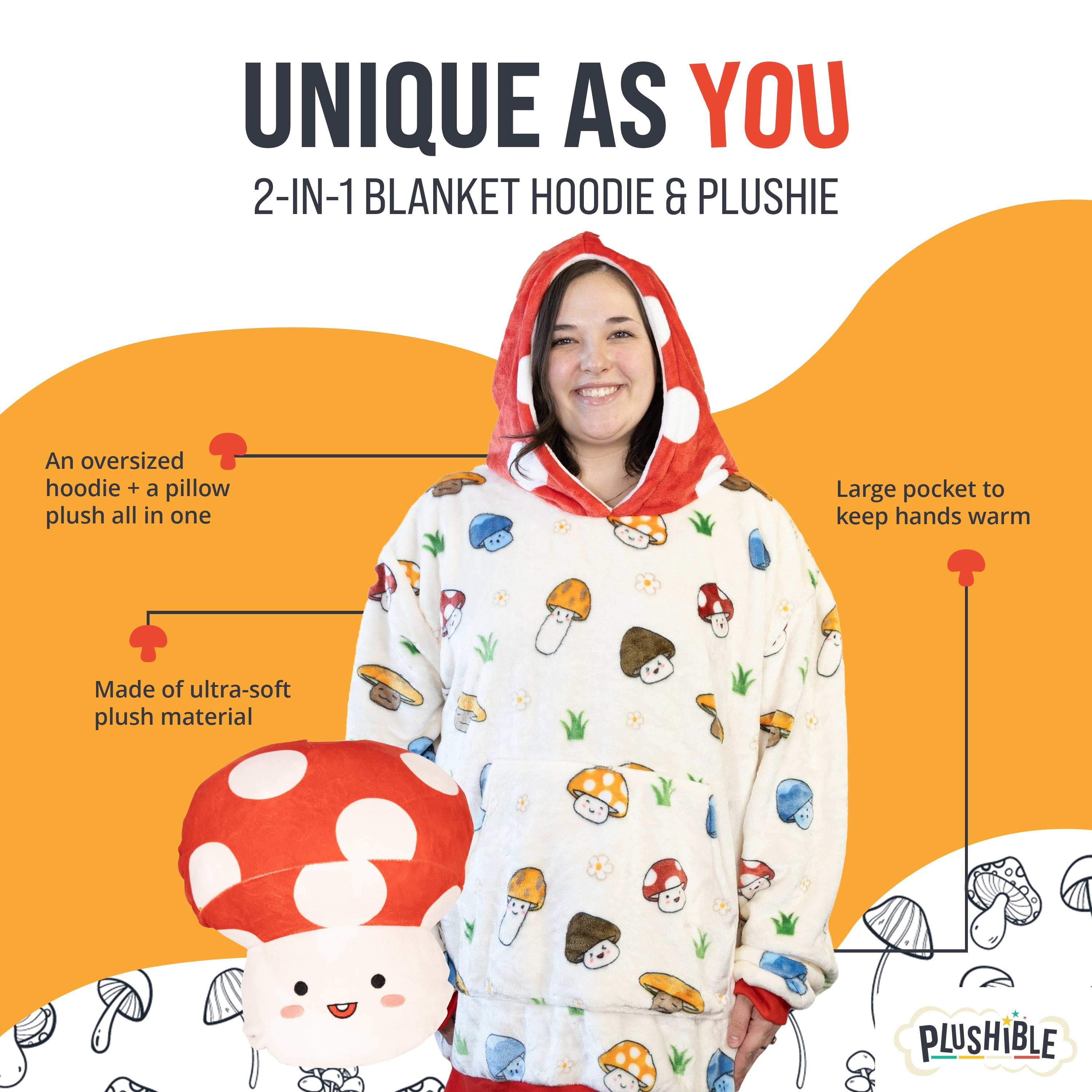 Mushroom Snugible | Blanket Hoodie & Pillow