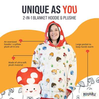 Mushroom Snugible | Blanket Hoodie & Pillow