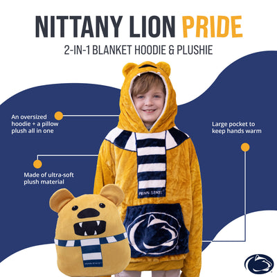 Penn State University Nittany Lion Kids Snugible | Blanket Hoodie & Pillow